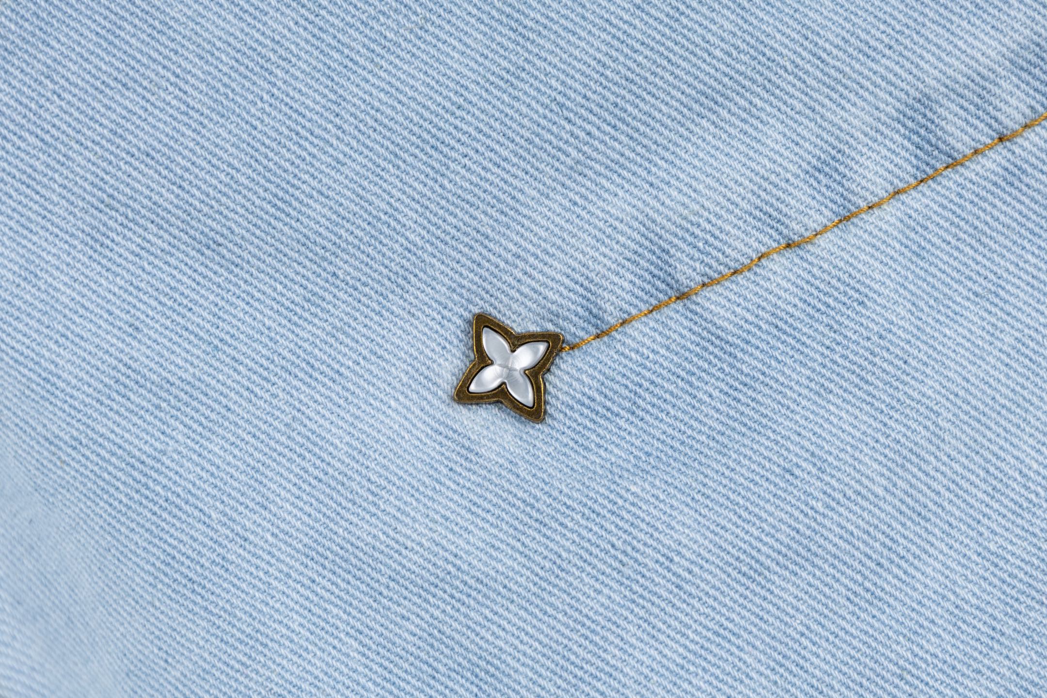 LV A貨淺藍刺繡丹寧短褲男士寬鬆休閒五分褲| 10 LV A貨淺藍刺繡丹寧短褲男士寬鬆休閒五分褲