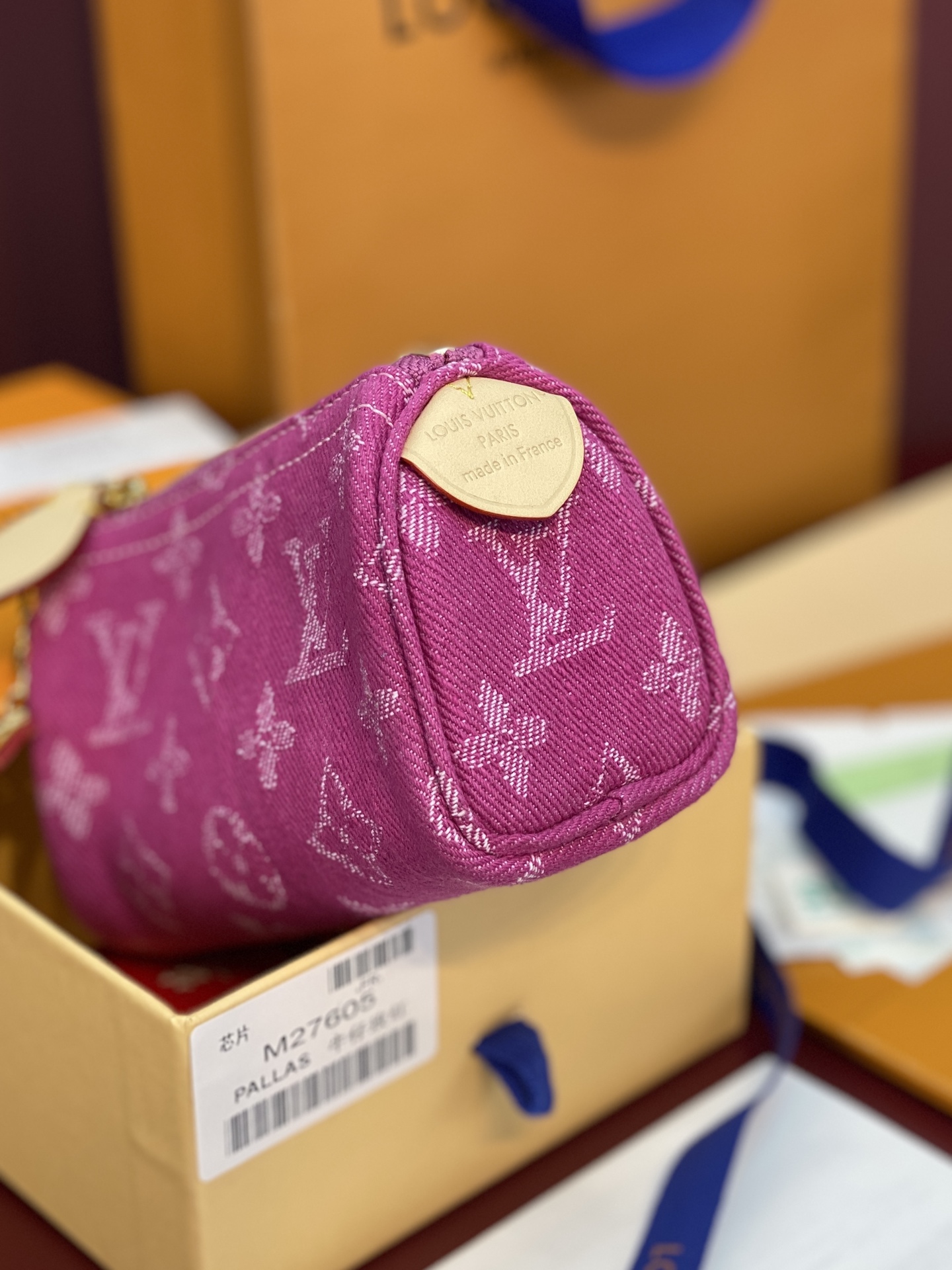 LV原單Monogram牛仔拉鏈零錢包 玫紅色短夾| 10 LV原單Monogram牛仔拉鏈零錢包 玫紅色短夾