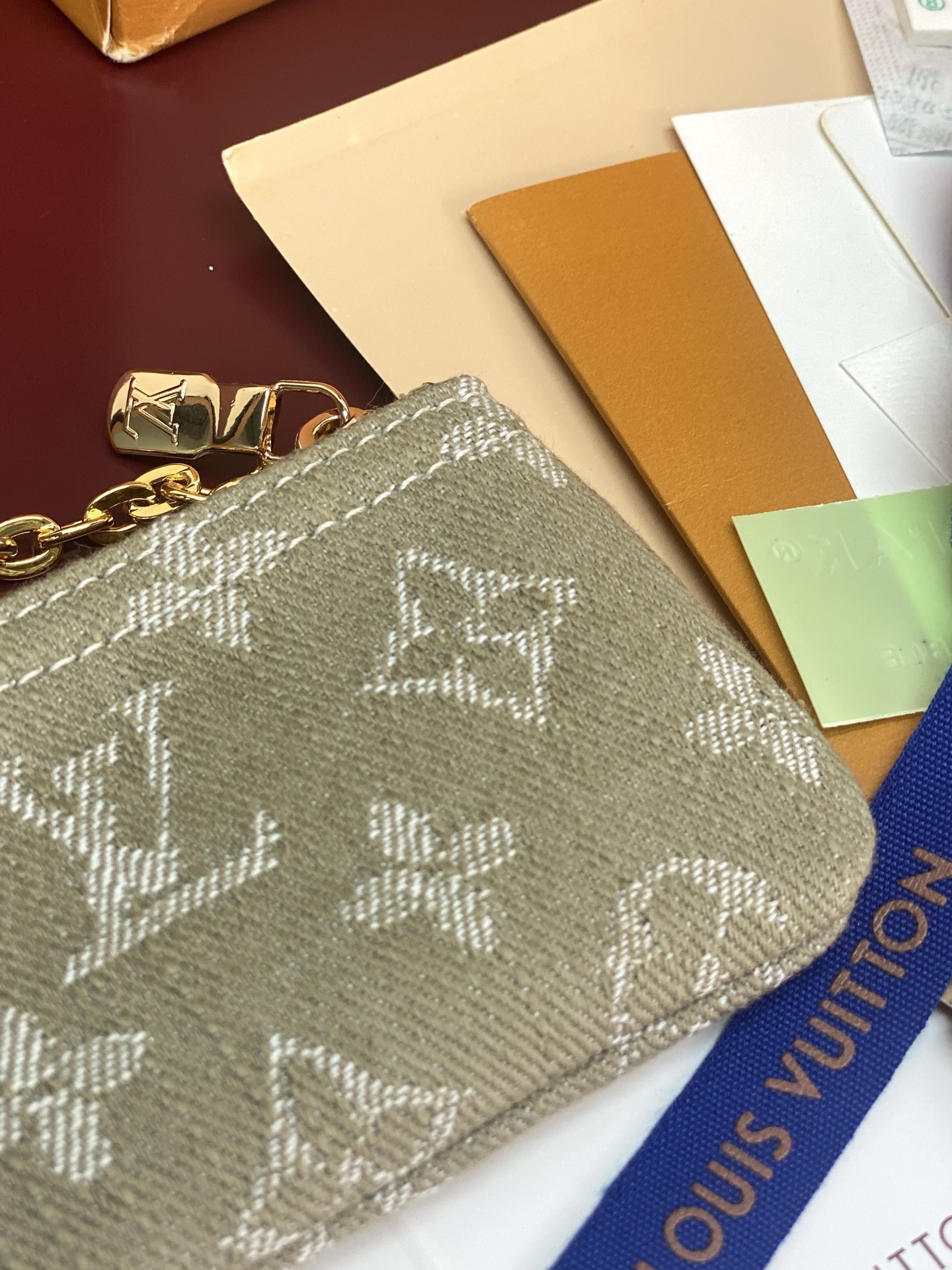 LV原單丹寧Monogram迷你零錢包 灰綠掛鏈卡包| 9 LV原單丹寧Monogram迷你零錢包 灰綠掛鏈卡包