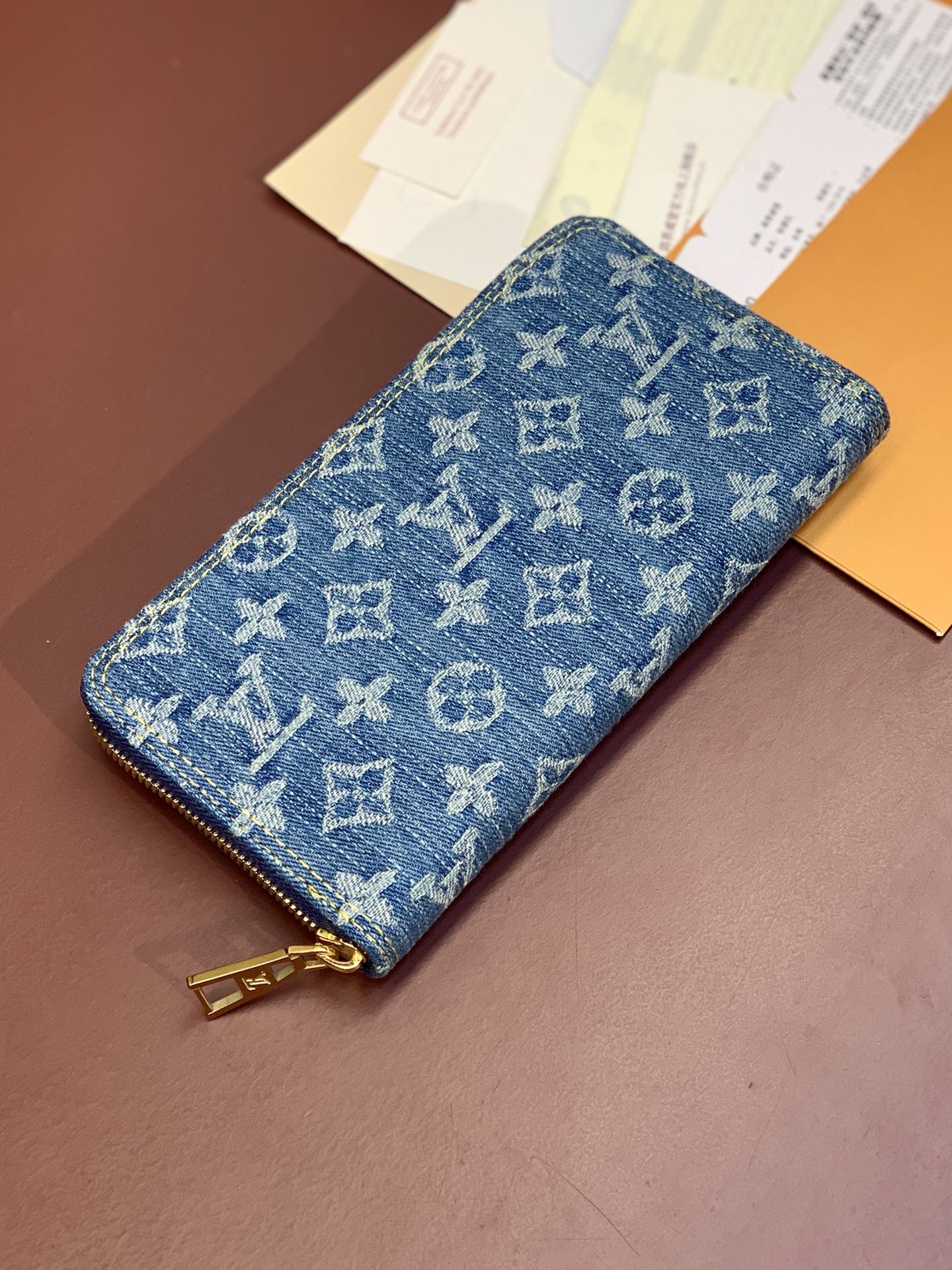 LV原單丹寧Monogram拉鍊短夾 藍色精品女款| 13 LV原單丹寧Monogram拉鍊短夾 藍色精品女款
