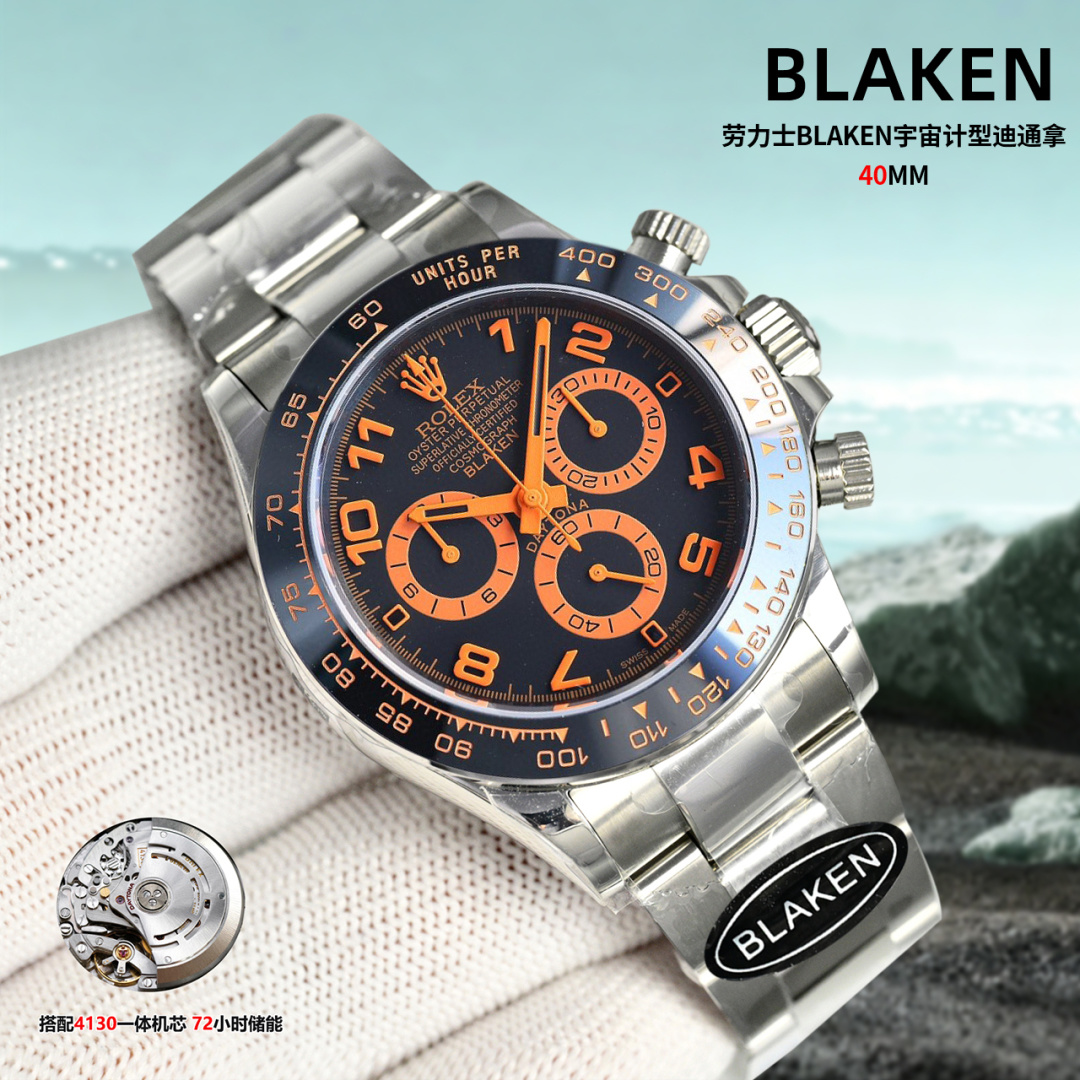 原單Rolex迪通拿Blaken橙黑盤運動風高仿計時腕錶| 14 原單Rolex迪通拿Blaken橙黑盤運動風高仿計時腕錶