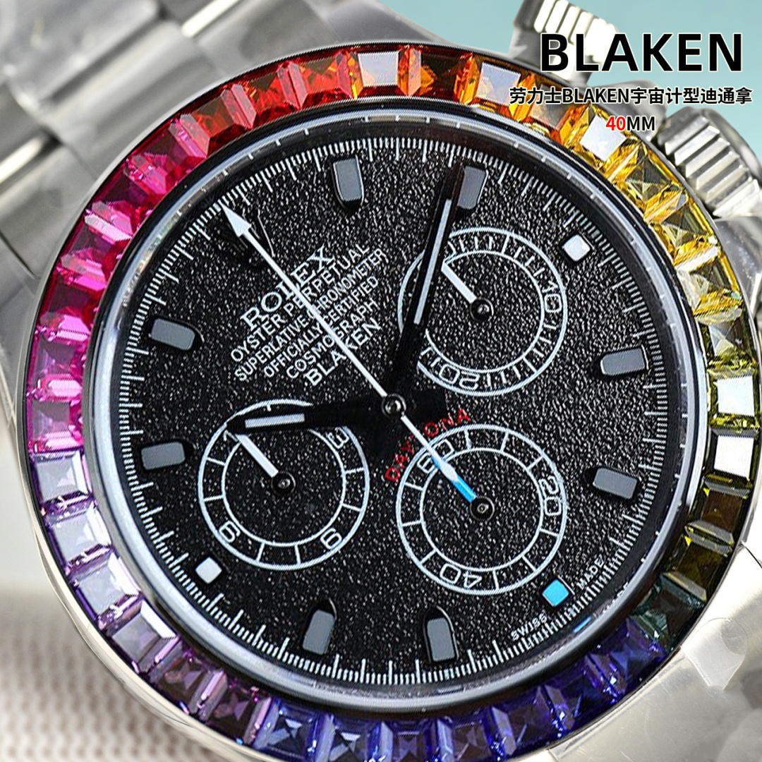 原單Rolex迪通拿滿天星彩虹圈高仿機械計時男錶| 10 原單Rolex迪通拿滿天星彩虹圈高仿機械計時男錶