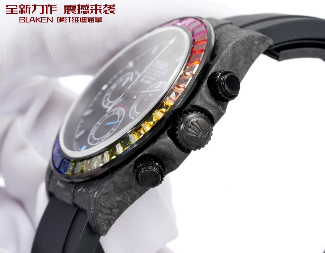 A貨Rolex迪通拿碳纖維升級彩虹圈高仿機械腕錶| 10 A貨Rolex迪通拿碳纖維升級彩虹圈高仿機械腕錶