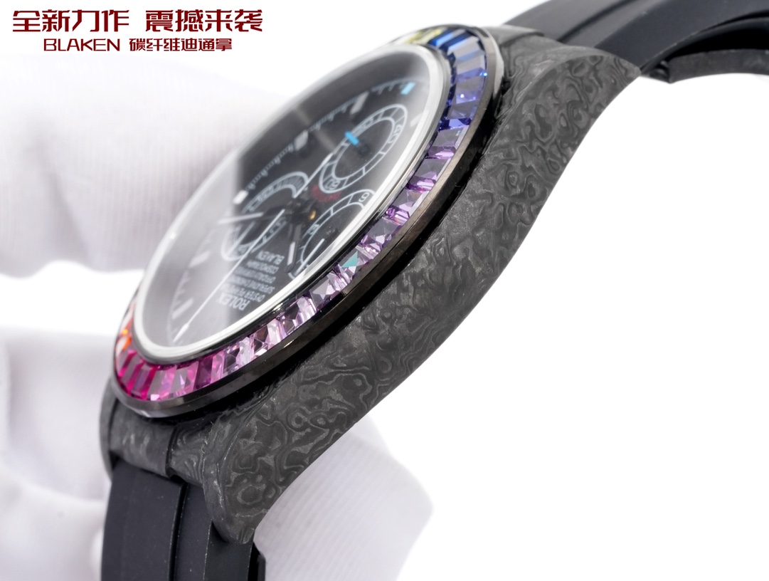 A貨Rolex迪通拿碳纖維升級彩虹圈高仿機械腕錶| 9 A貨Rolex迪通拿碳纖維升級彩虹圈高仿機械腕錶