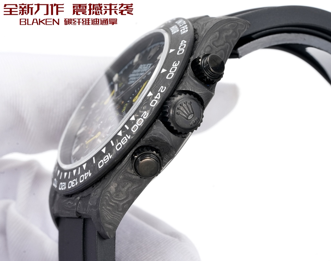 Rolex 一比一 Daytona碳纖維黑面黃針計時腕錶 運動款| 11 Rolex 一比一 Daytona碳纖維黑面黃針計時腕錶 運動款