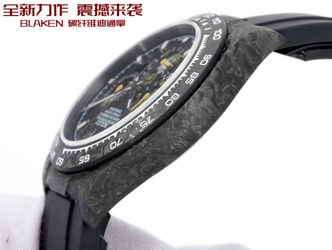 Rolex 一比一 Daytona碳纖維黑面黃針計時腕錶 運動款| 10 Rolex 一比一 Daytona碳纖維黑面黃針計時腕錶 運動款