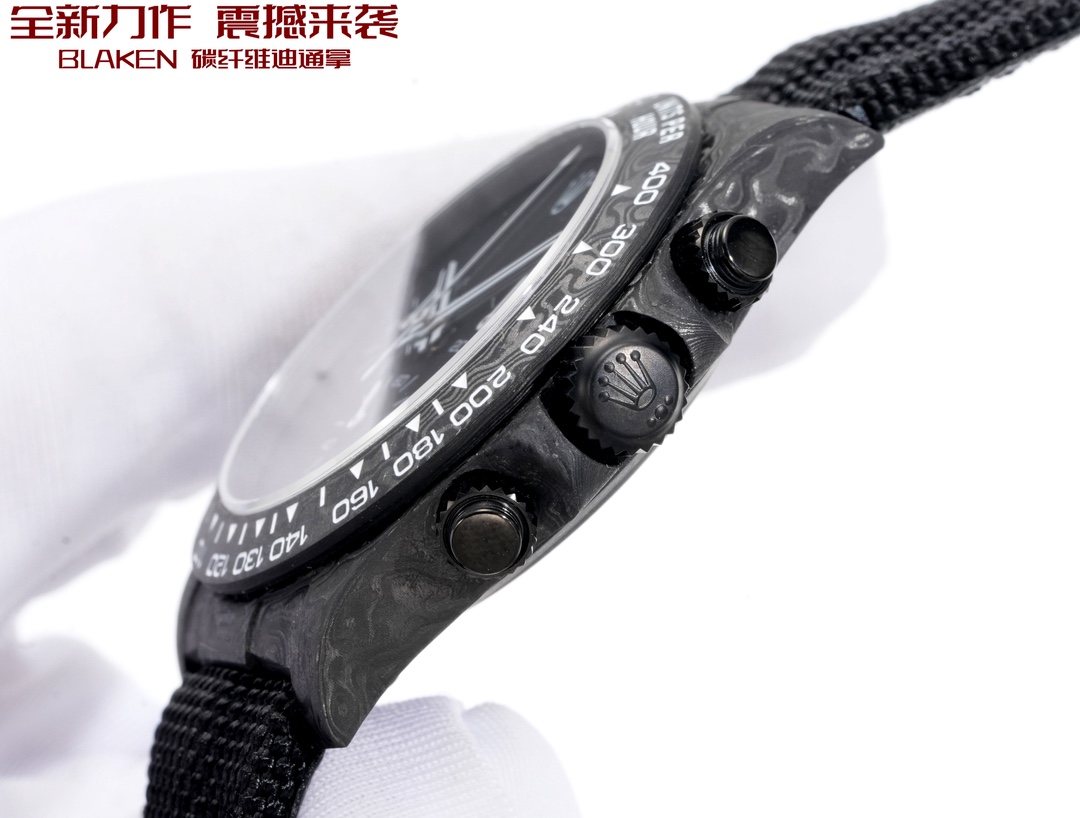 Rolex 原單 Daytona極簡黑面計時腕錶 碳纖維布帶款| 10 Rolex 原單 Daytona極簡黑面計時腕錶 碳纖維布帶款