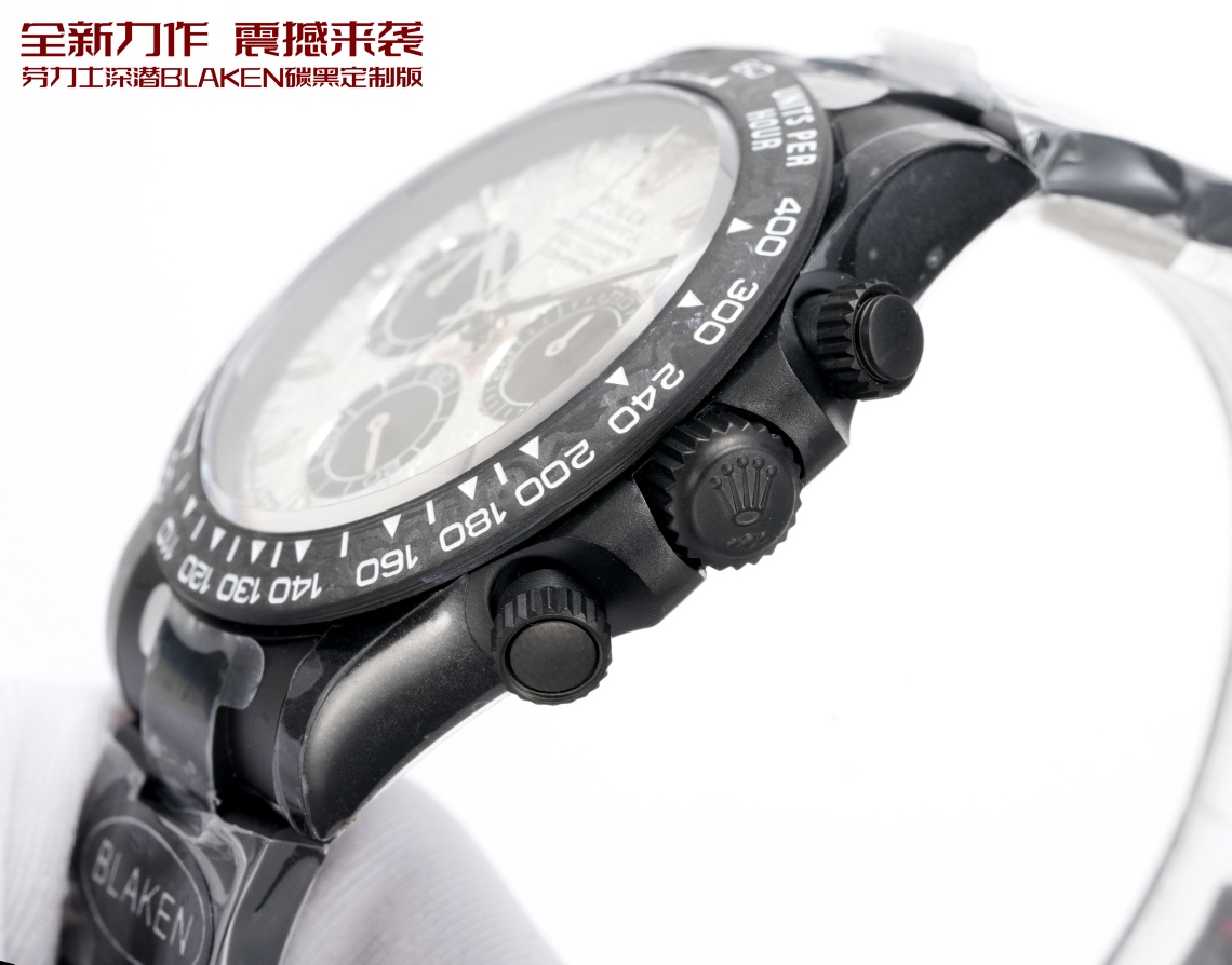 Rolex 高仿 Daytona灰面碳纖維計時腕錶 黑色運動款| 10 Rolex 高仿 Daytona灰面碳纖維計時腕錶 黑色運動款