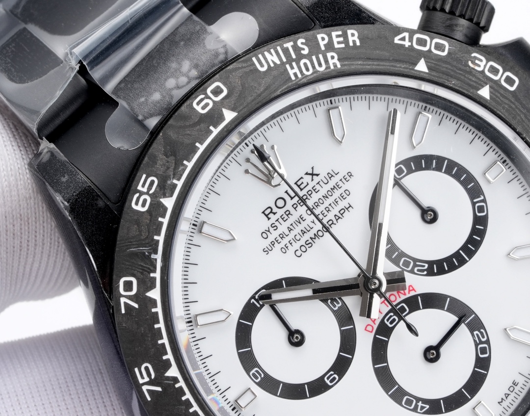 Rolex 原單 Daytona白面黑圈計時腕錶 碳纖維運動款| 12 Rolex 原單 Daytona白面黑圈計時腕錶 碳纖維運動款