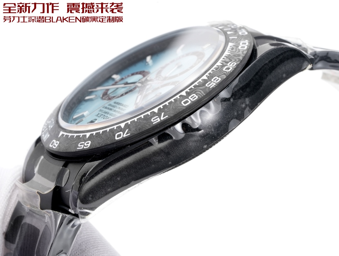 Rolex 復刻 Daytona冰藍面紅盤計時腕錶 碳纖維運動款| 9 Rolex 復刻 Daytona冰藍面紅盤計時腕錶 碳纖維運動款