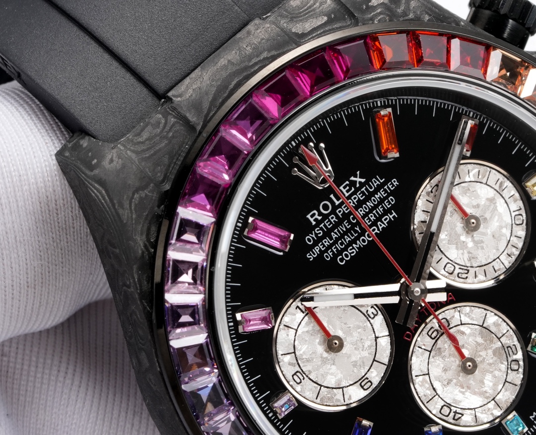Rolex A貨 Daytona彩虹圈黑白面計時腕錶 奢華款| 13 Rolex A貨 Daytona彩虹圈黑白面計時腕錶 奢華款