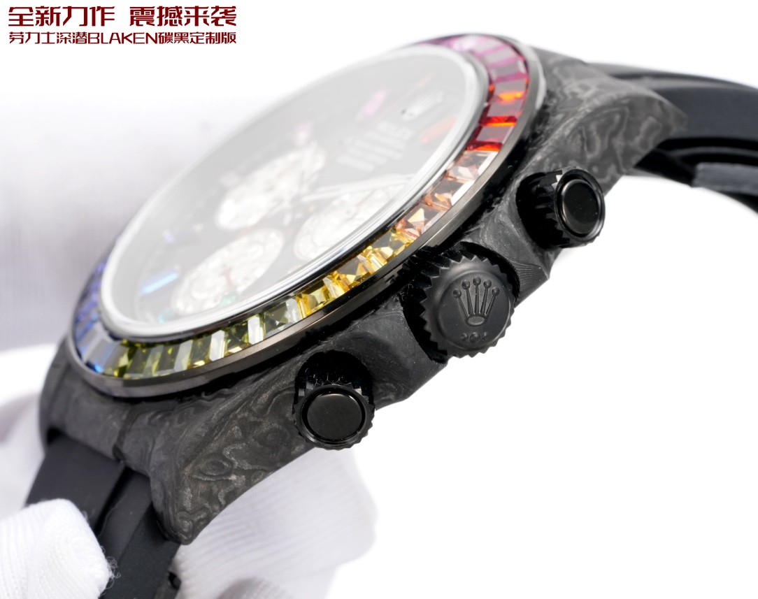Rolex A貨 Daytona彩虹圈黑白面計時腕錶 奢華款| 10 Rolex A貨 Daytona彩虹圈黑白面計時腕錶 奢華款