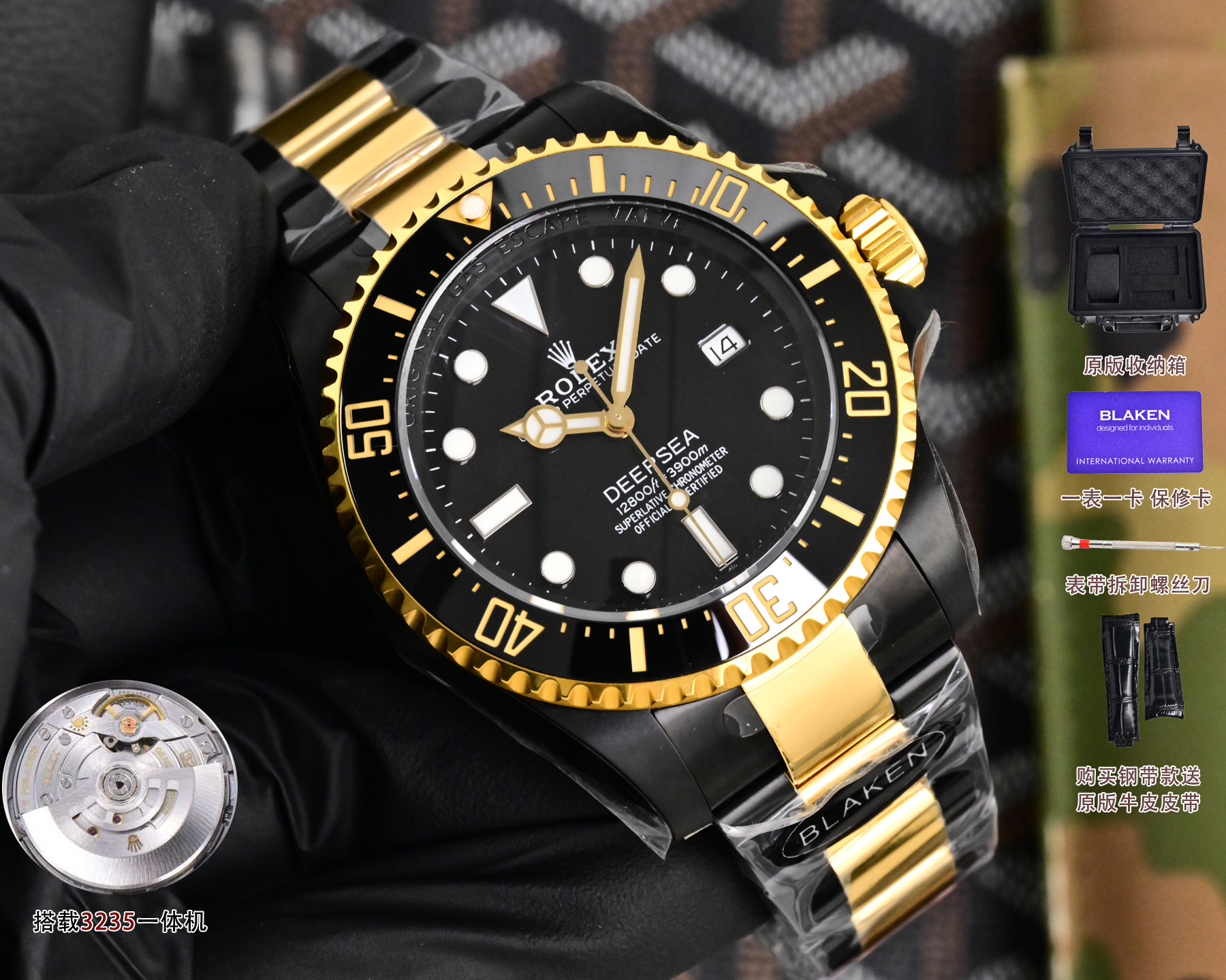 Rolex高仿Submariner黑金潜航者机械腕表 深海鬼王男士防水手表| 14 Rolex高仿Submariner黑金潜航者机械腕表 深海鬼王男士防水手表