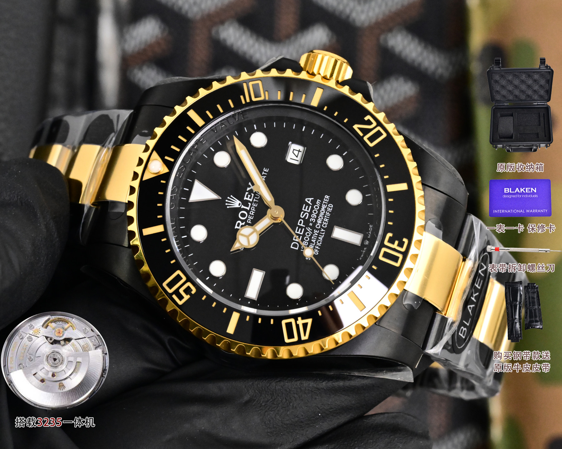 Rolex高仿Submariner黑金潜航者机械腕表 深海鬼王男士防水手表| 12 Rolex高仿Submariner黑金潜航者机械腕表 深海鬼王男士防水手表