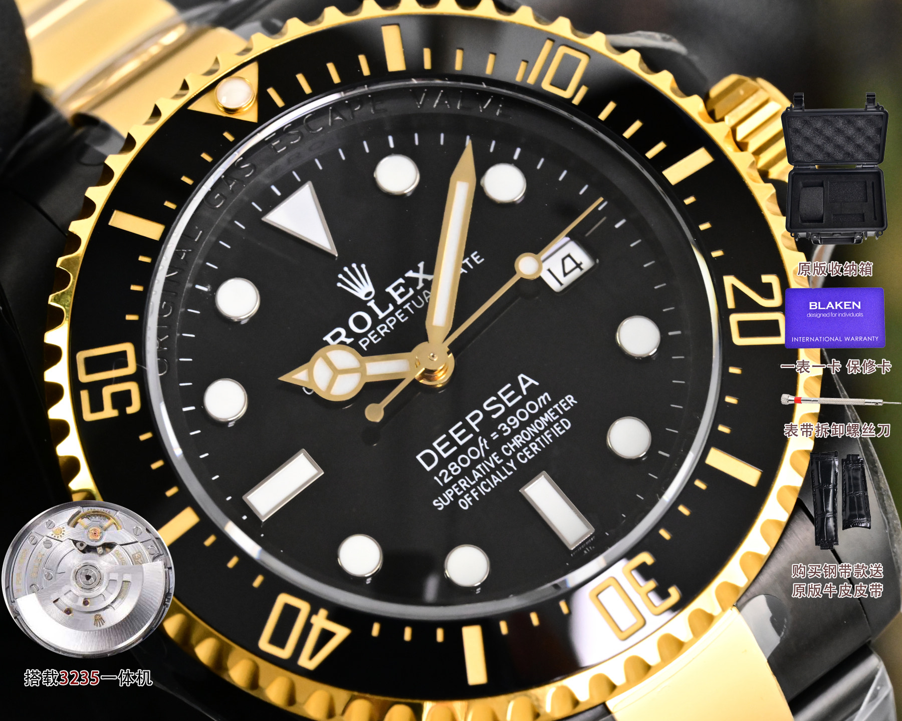Rolex高仿Submariner黑金潜航者机械腕表 深海鬼王男士防水手表| 11 Rolex高仿Submariner黑金潜航者机械腕表 深海鬼王男士防水手表