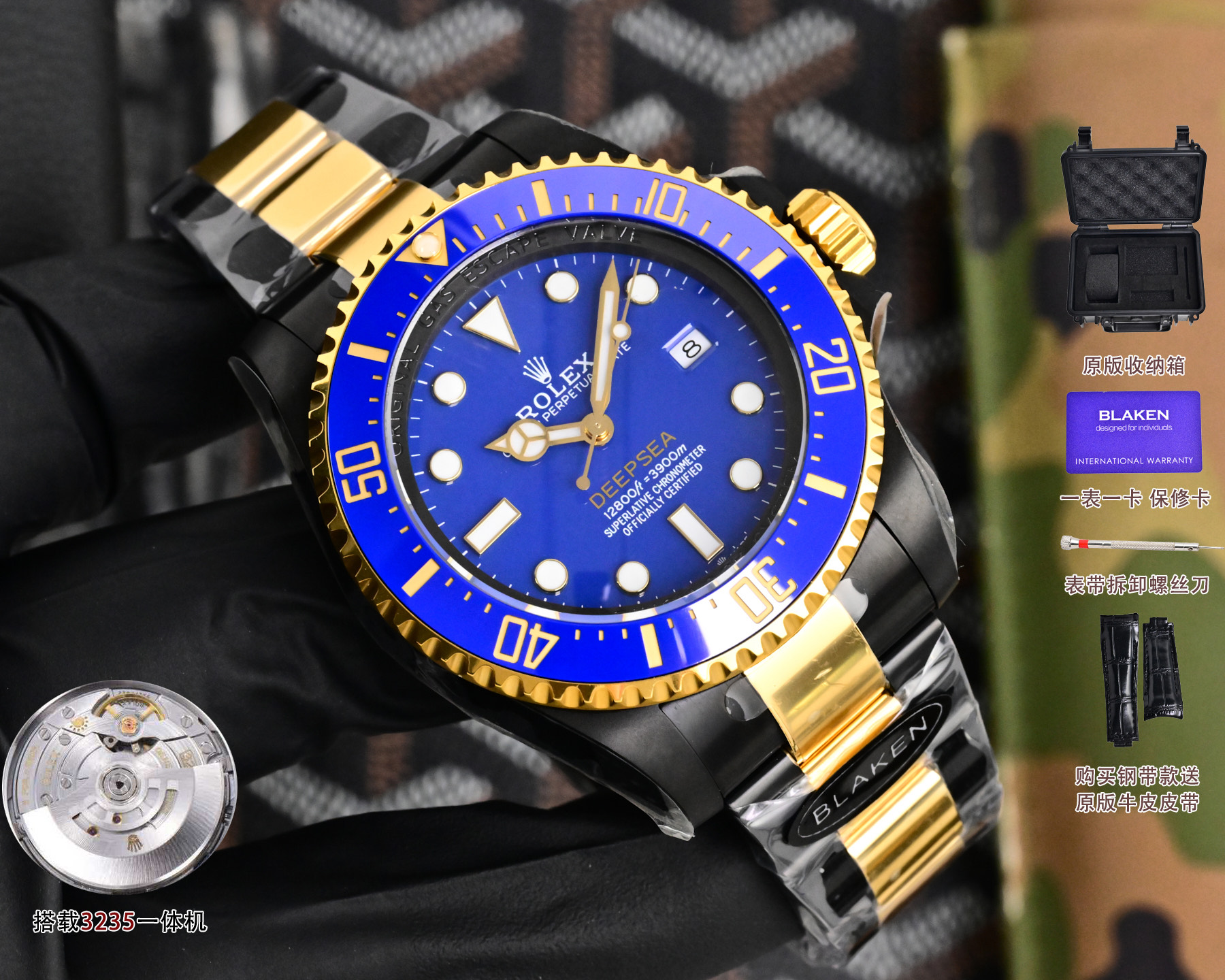 Rolex高仿Submariner蓝水鬼潜航者腕表 黑金机械男士手表| 14 Rolex高仿Submariner蓝水鬼潜航者腕表 黑金机械男士手表
