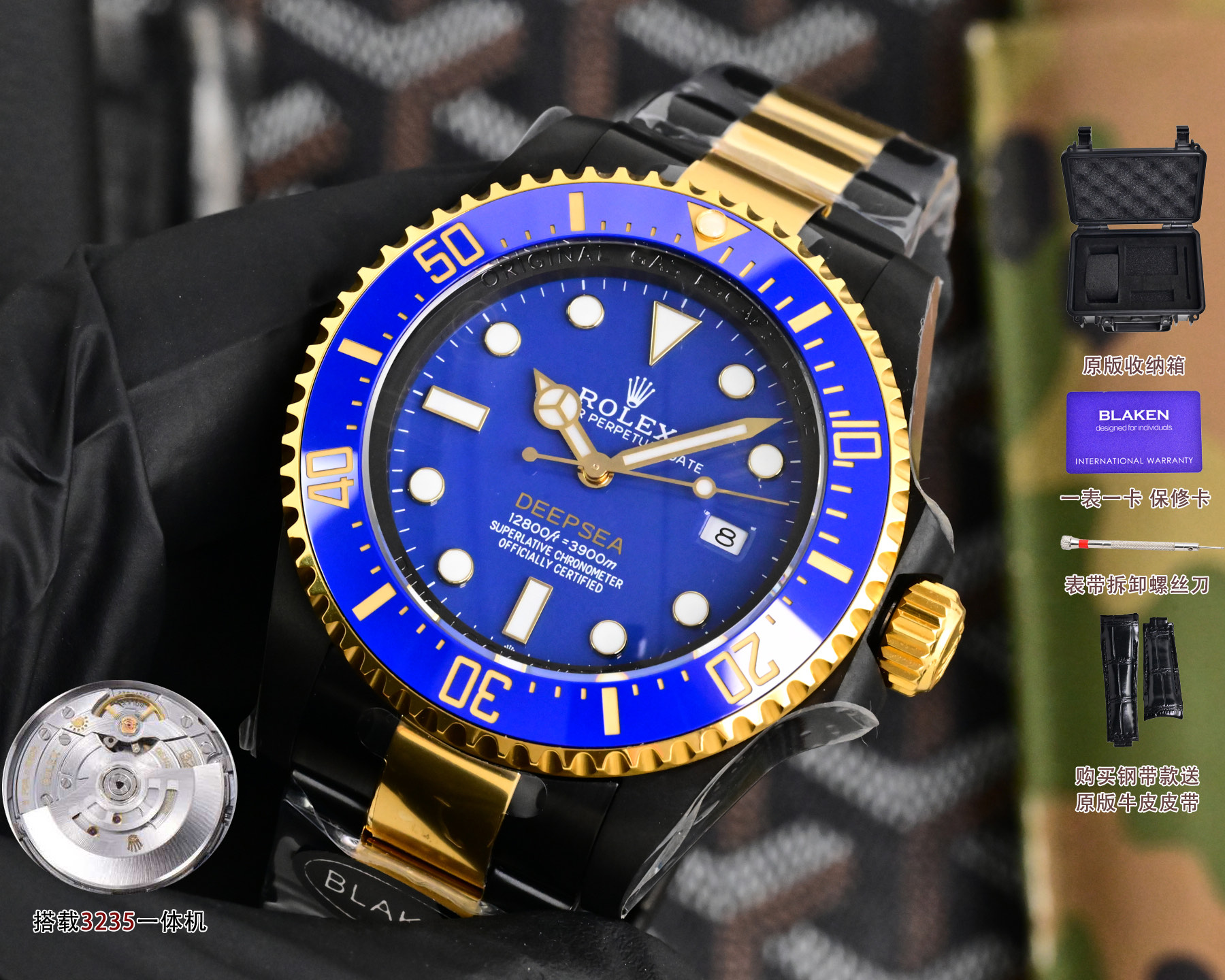Rolex高仿Submariner蓝水鬼潜航者腕表 黑金机械男士手表| 13 Rolex高仿Submariner蓝水鬼潜航者腕表 黑金机械男士手表