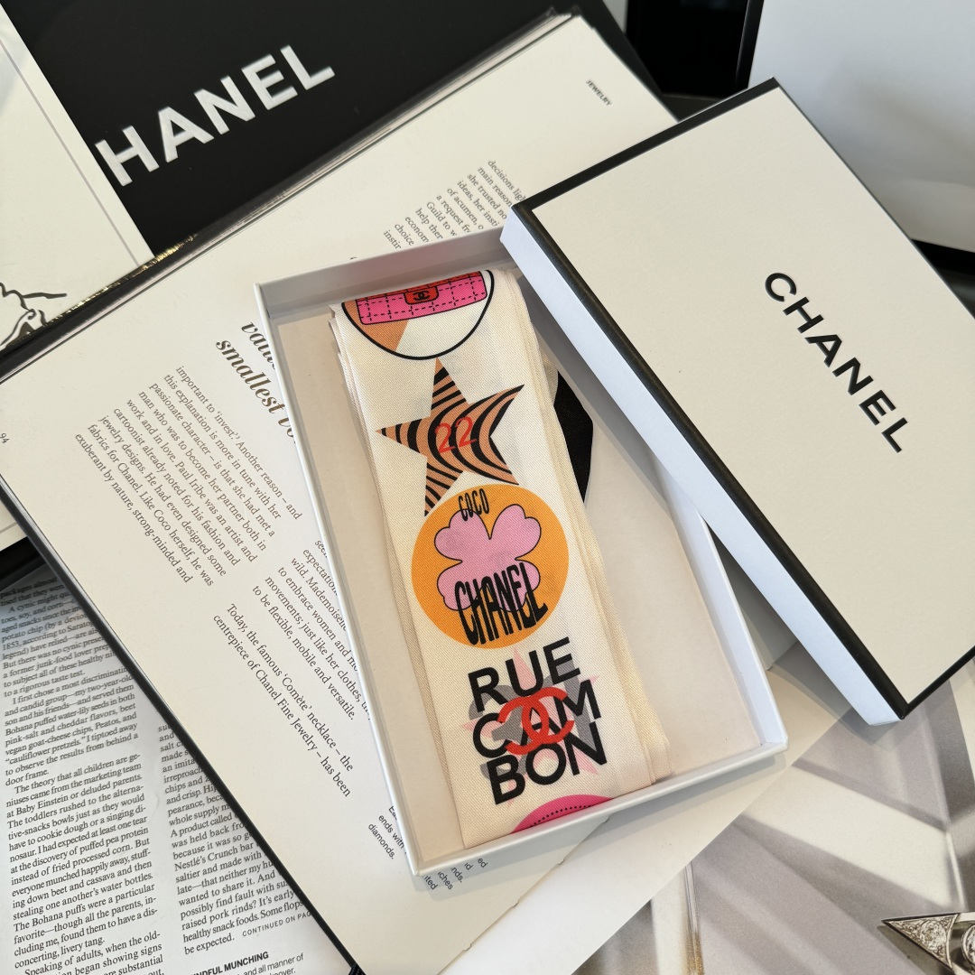 Chanel彩色圖騰細長絲巾女 高仿高級感髮帶 一比一百搭圍巾| 11 Chanel彩色圖騰細長絲巾女 高仿高級感髮帶 一比一百搭圍巾
