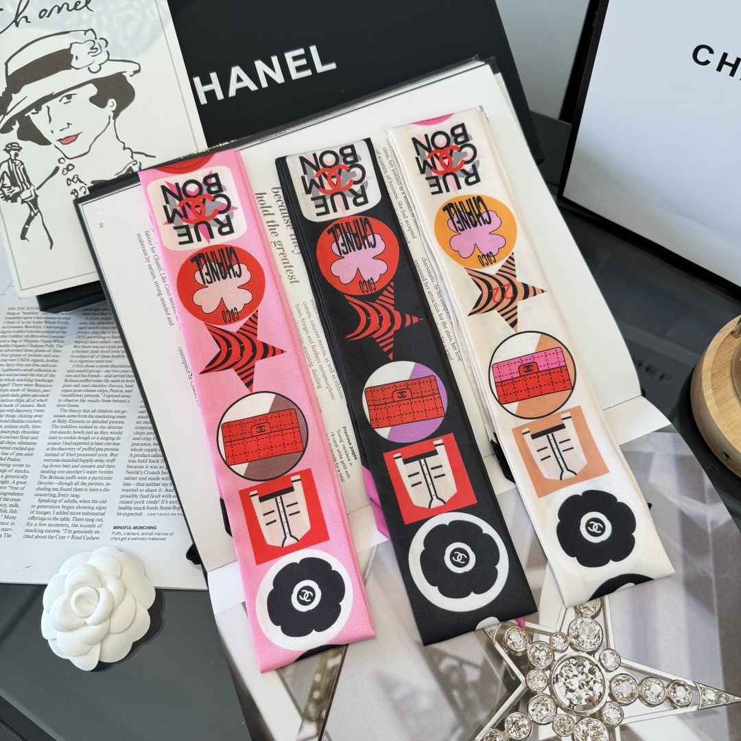 Chanel粉色細長絲巾女 原單甜美風髮帶 A貨百搭高級感圍巾| 7 Chanel粉色細長絲巾女 原單甜美風髮帶 A貨百搭高級感圍巾