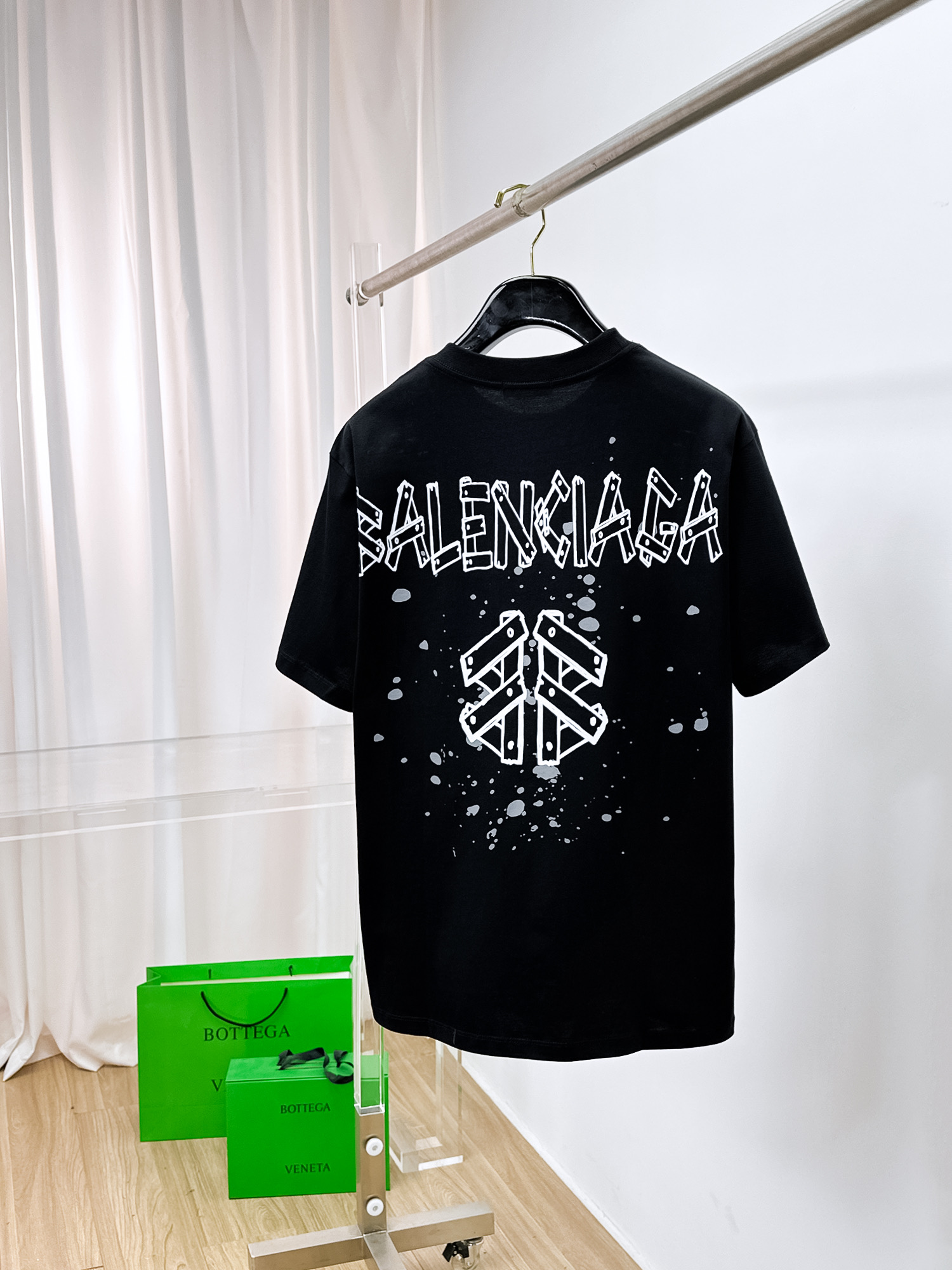 Balenciaga 高仿 男款潑墨破壞設計短袖T恤 街頭潮流款