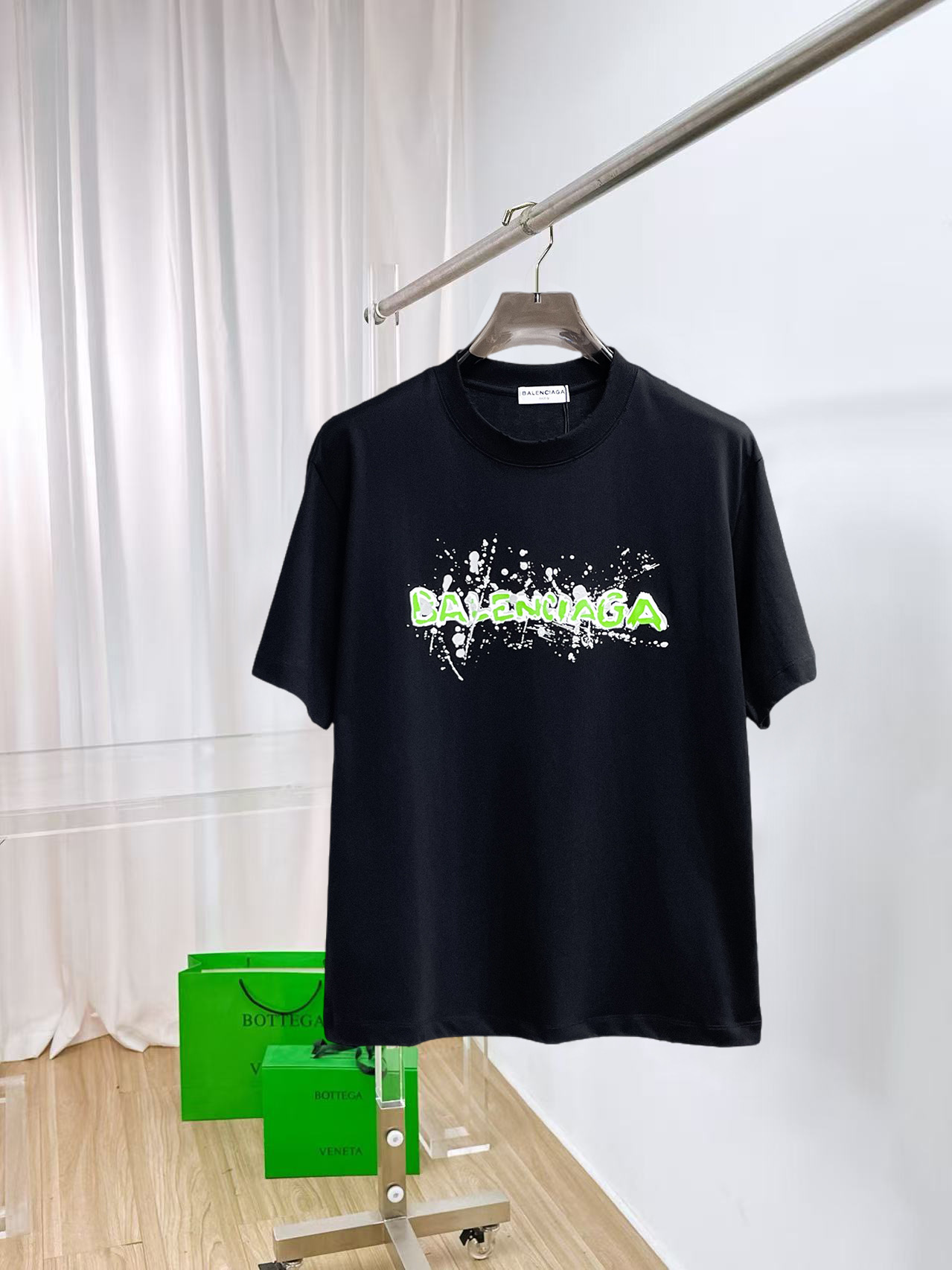 Balenciaga 原單 男款螢光字母印花短袖T恤 街頭時尚款