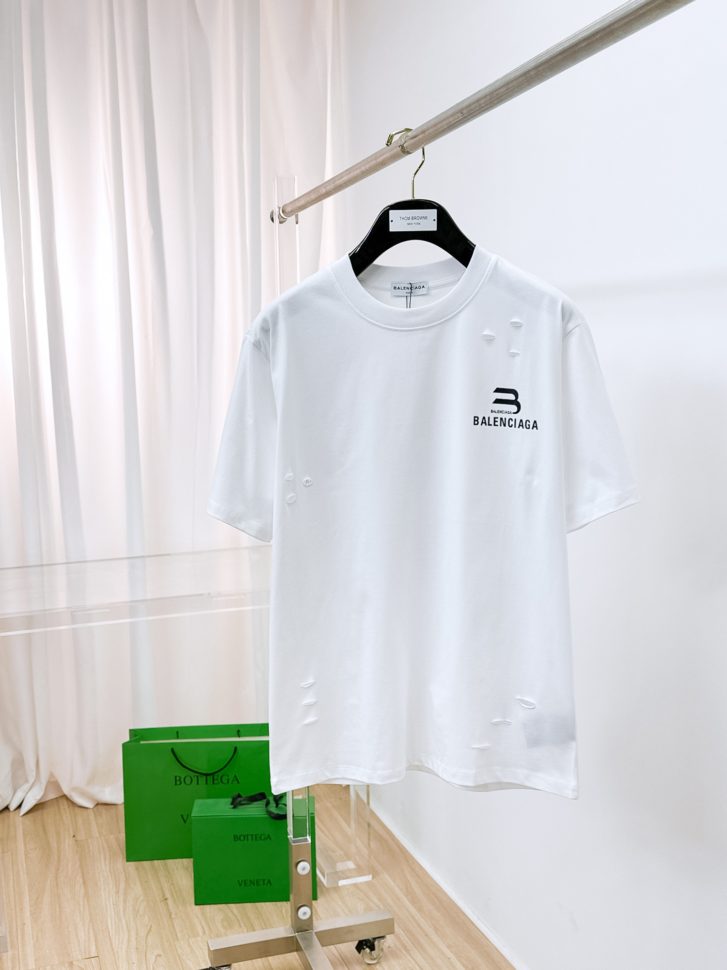 Balenciaga 原單 男款破壞設計LOGO短袖T恤 潮流街頭款