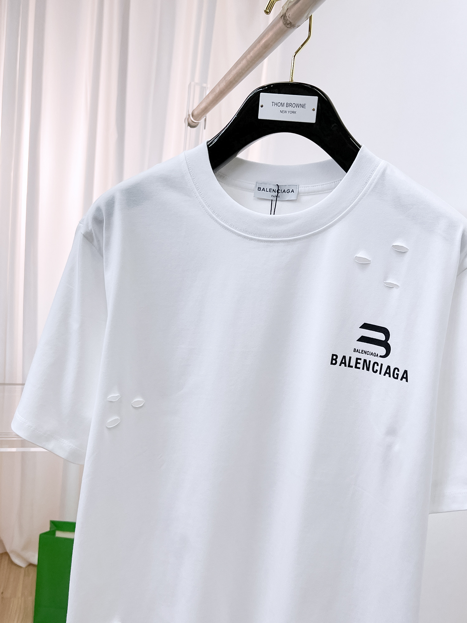 Balenciaga 原單 男款破壞設計LOGO短袖T恤 潮流街頭款