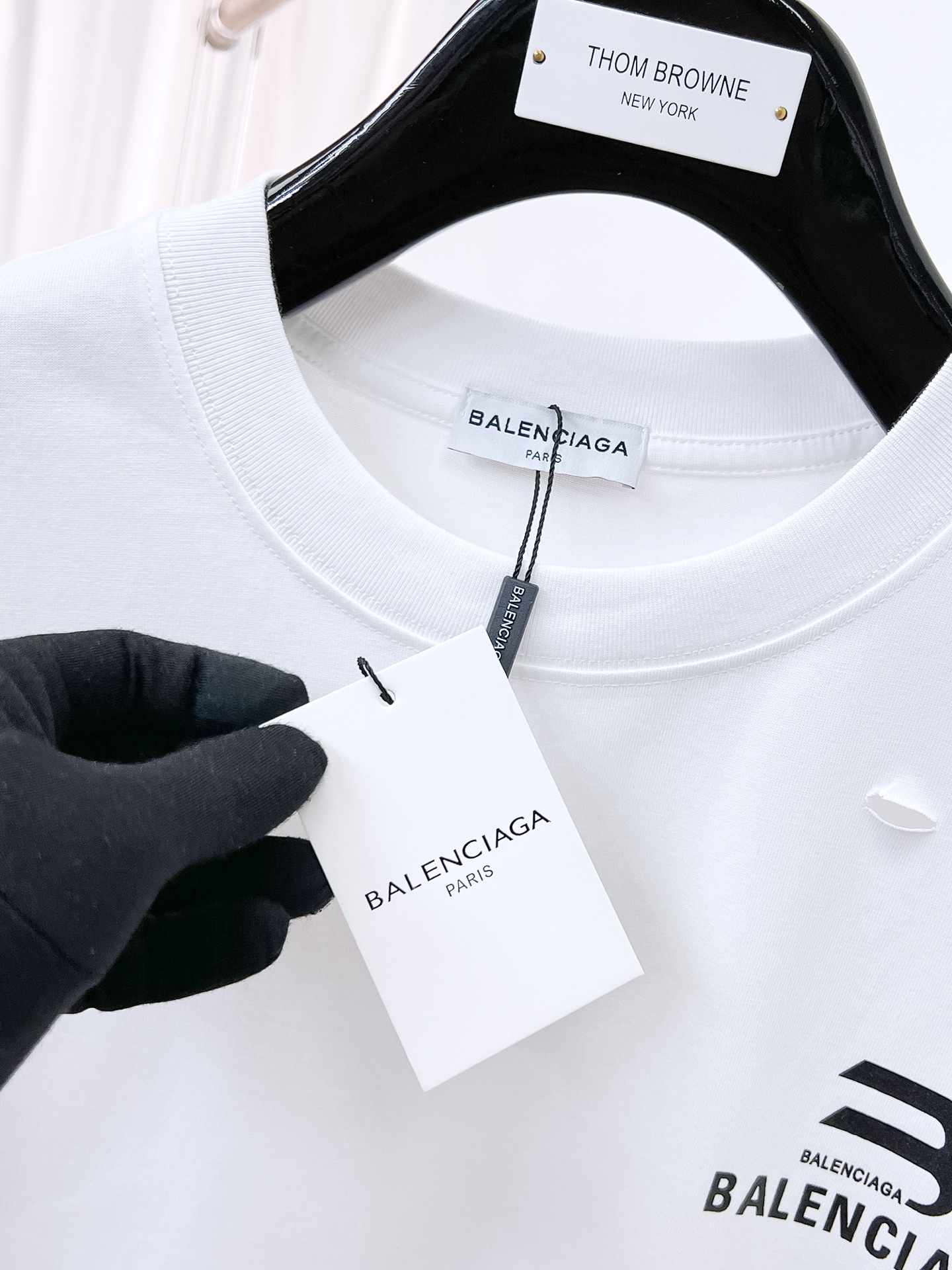 Balenciaga 原單 男款破壞設計LOGO短袖T恤 潮流街頭款