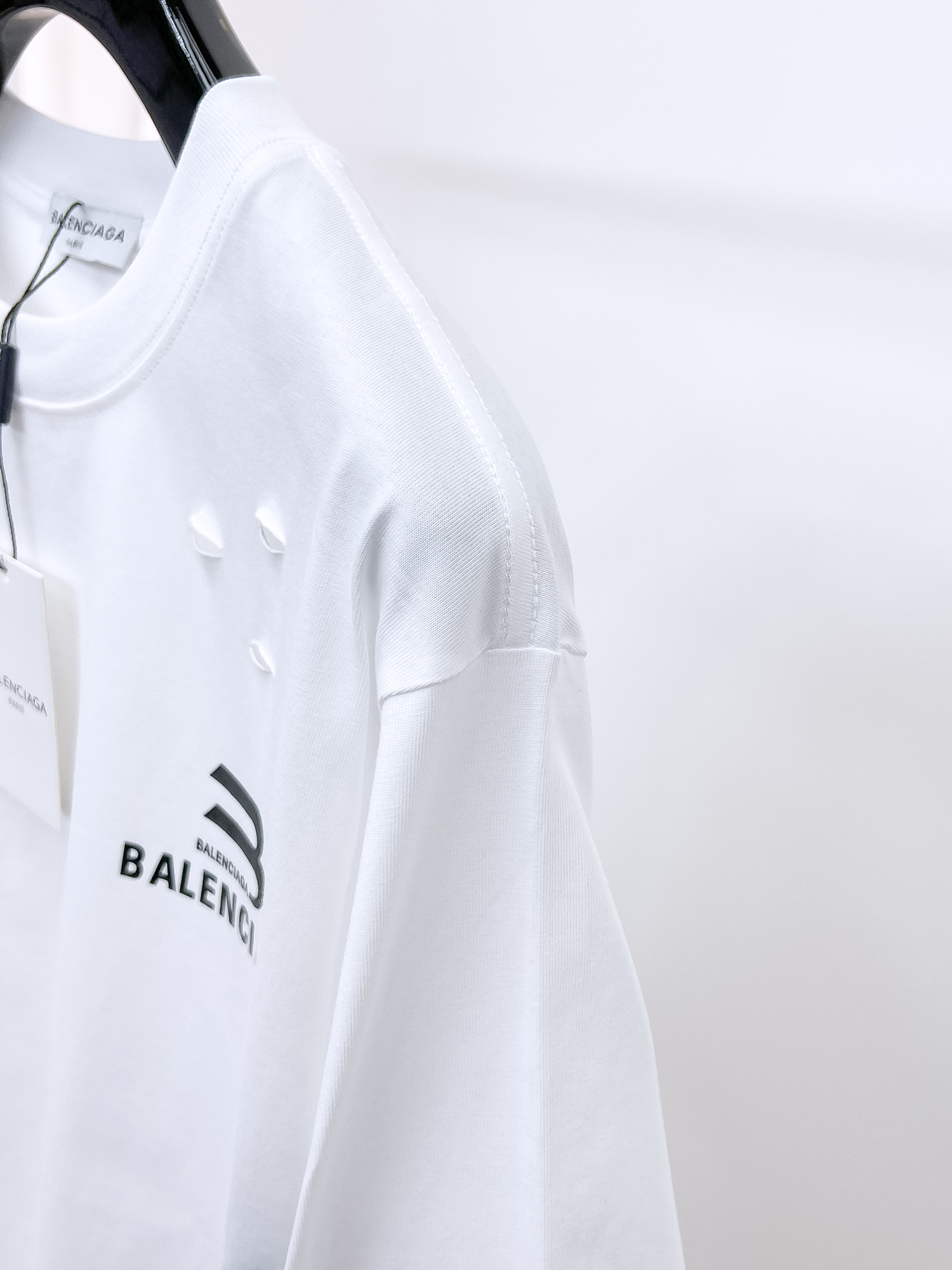 Balenciaga 原單 男款破壞設計LOGO短袖T恤 潮流街頭款
