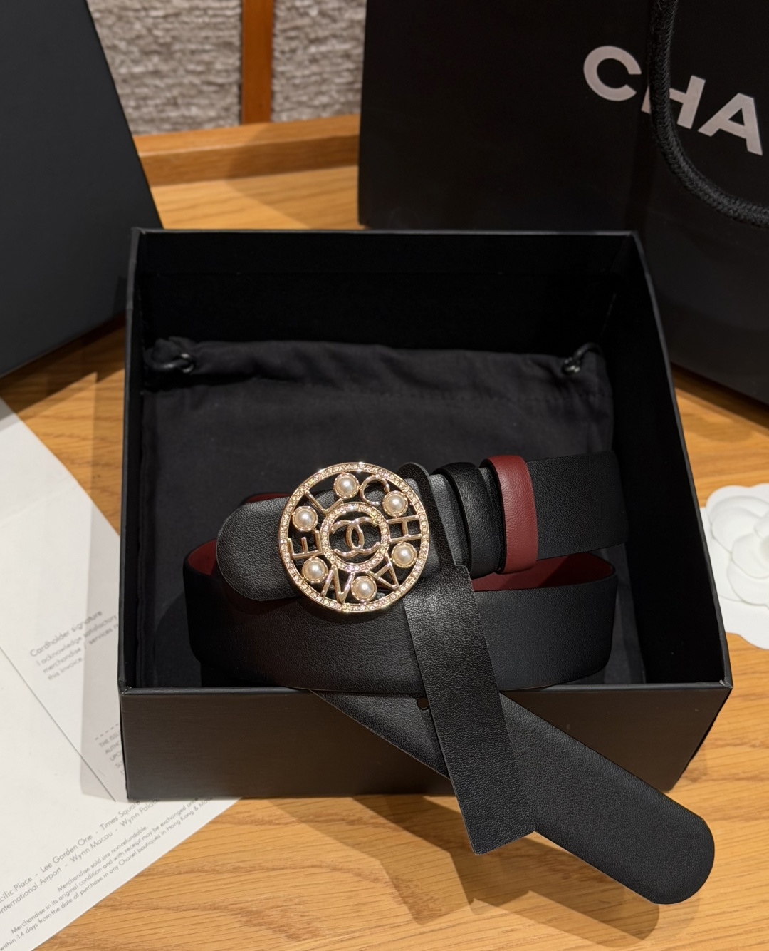 Chanel 一比一 女款珍珠雙C圓扣皮帶 黑色百搭腰帶 經典精品款| 14 Chanel 一比一 女款珍珠雙C圓扣皮帶 黑色百搭腰帶 經典精品款