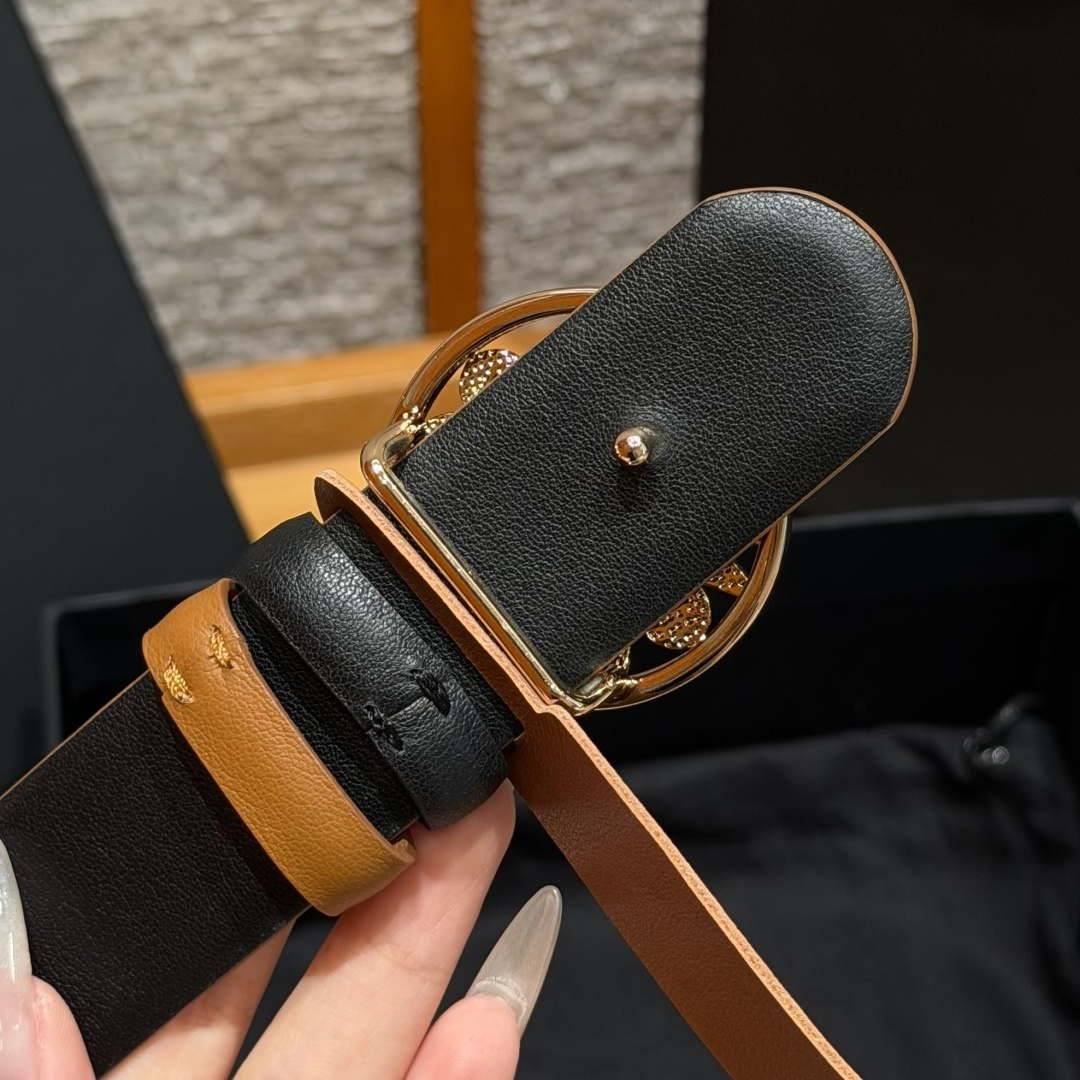 Chanel 一比一珍珠圓形Logo雙面牛皮時尚皮帶咖啡色| 7 Chanel 一比一珍珠圓形Logo雙面牛皮時尚皮帶咖啡色