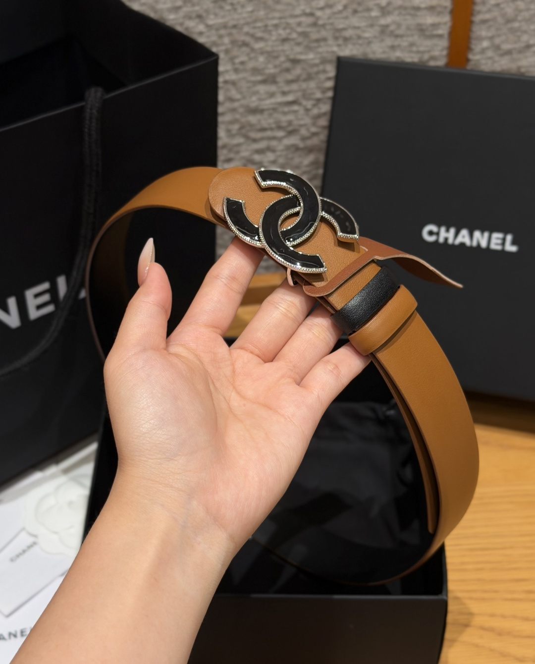 Chanel原單焦糖色琺瑯雙C雙面牛皮皮帶| 3 Chanel原單焦糖色琺瑯雙C雙面牛皮皮帶
