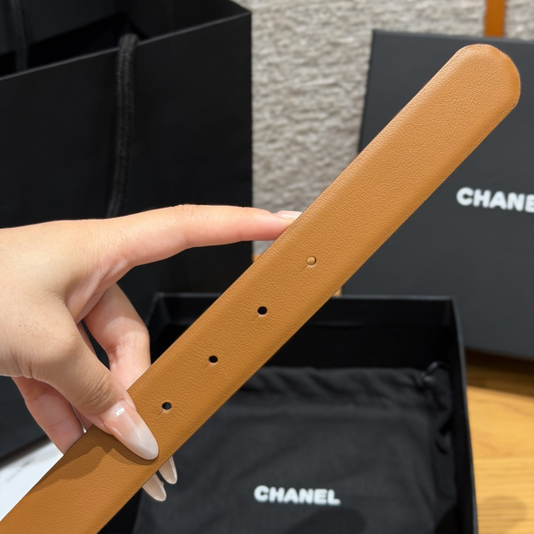 Chanel原單焦糖色琺瑯雙C雙面牛皮皮帶| 8 Chanel原單焦糖色琺瑯雙C雙面牛皮皮帶