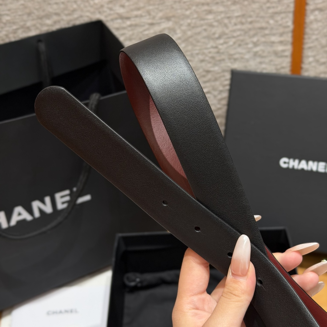Chanel高仿滿鑽雙C雙面牛皮女士皮帶| 7 Chanel高仿滿鑽雙C雙面牛皮女士皮帶