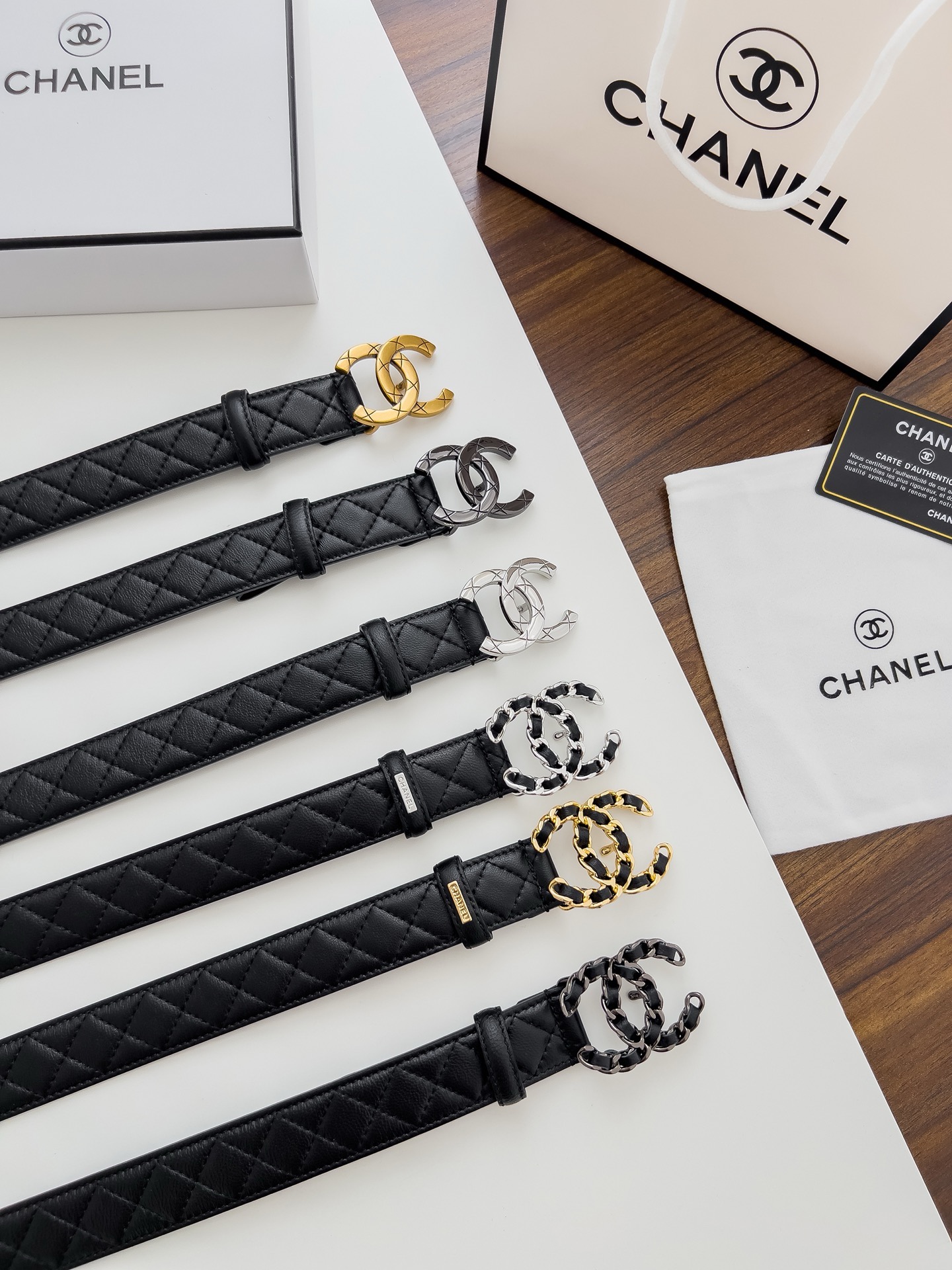 Chanel高仿菱格紋牛皮雙C女士精品腰帶| 6 Chanel高仿菱格紋牛皮雙C女士精品腰帶