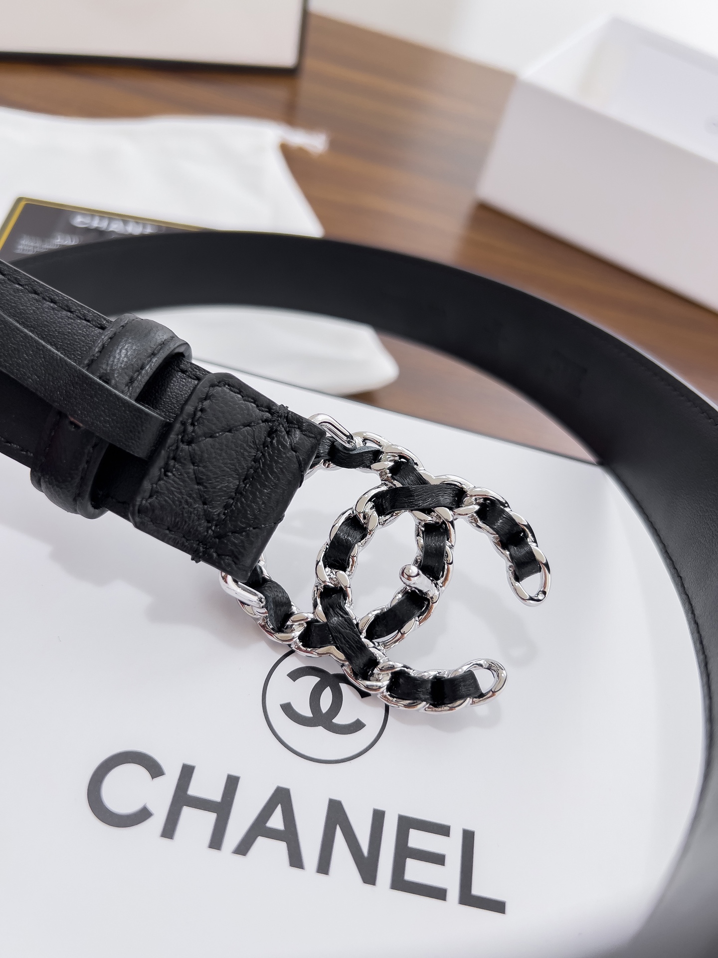 Chanel原單皮穿鍊雙C菱格紋女士牛皮皮帶| 13 Chanel原單皮穿鍊雙C菱格紋女士牛皮皮帶