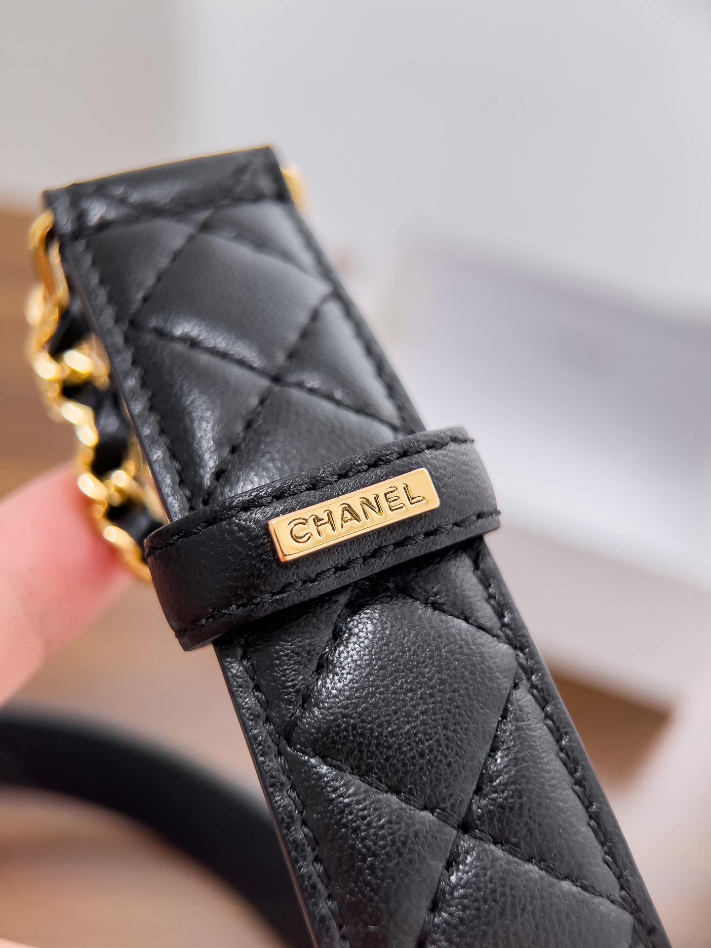 ChanelA貨金色皮穿鍊雙C女士精品腰帶| 11 ChanelA貨金色皮穿鍊雙C女士精品腰帶