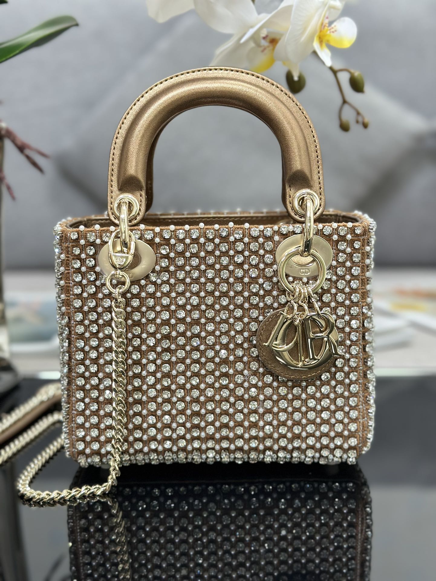 Dior 一比一 女款 Lady 滿鑽珍珠手提包 高級名媛款| 2 Dior 一比一 女款 Lady 滿鑽珍珠手提包 高級名媛款