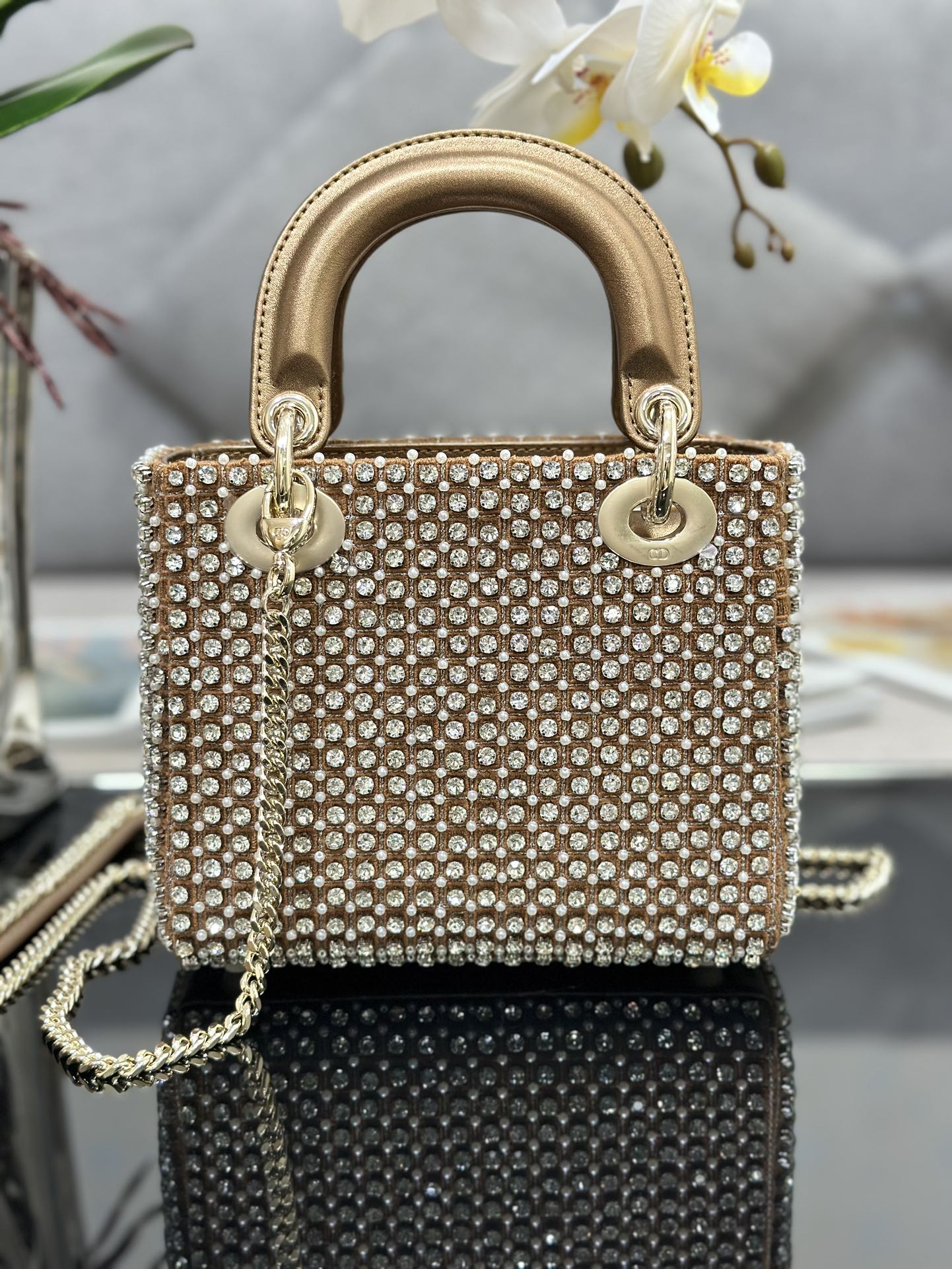 Dior 一比一 女款 Lady 滿鑽珍珠手提包 高級名媛款| 13 Dior 一比一 女款 Lady 滿鑽珍珠手提包 高級名媛款