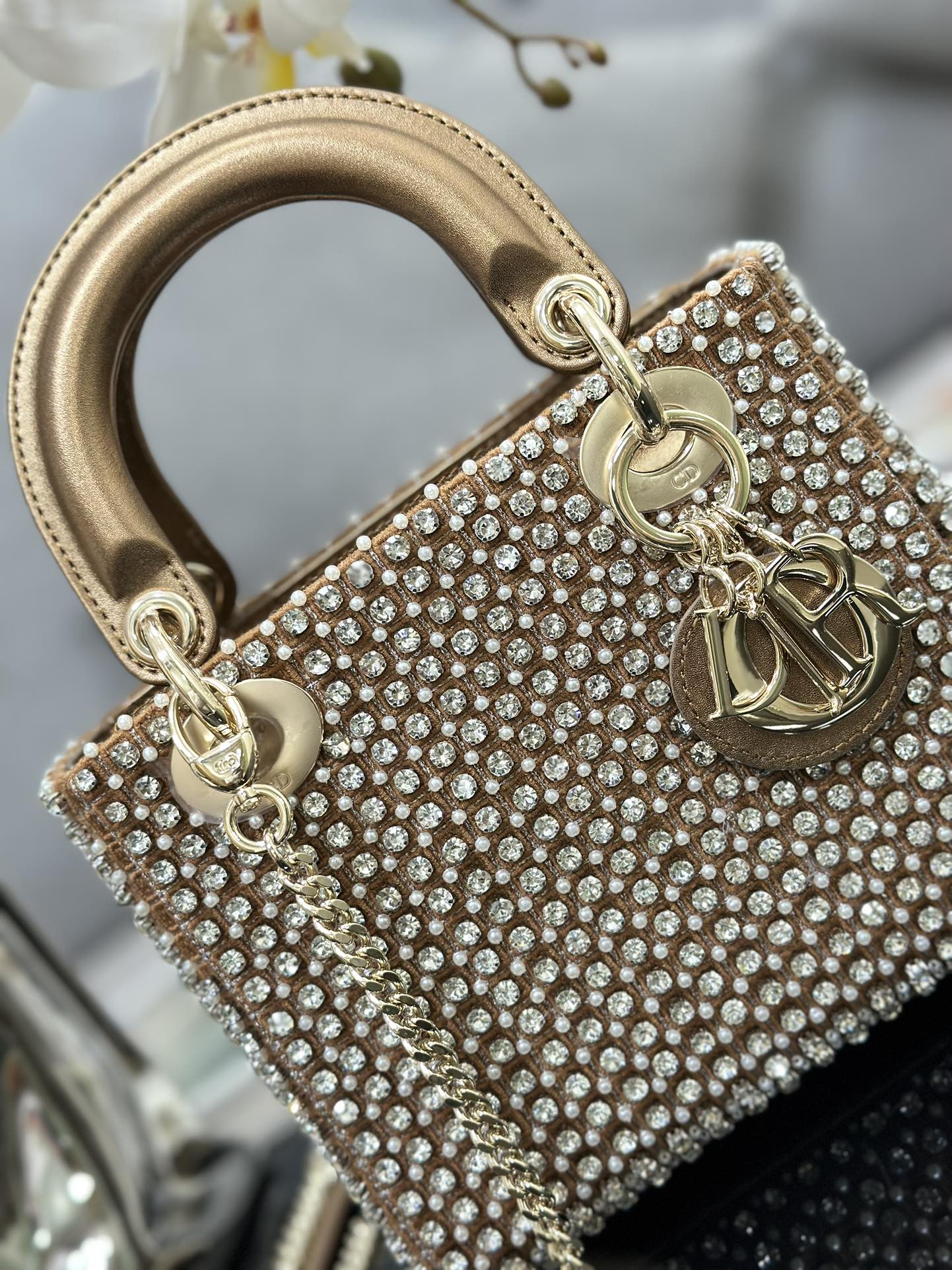 Dior 一比一 女款 Lady 滿鑽珍珠手提包 高級名媛款| 11 Dior 一比一 女款 Lady 滿鑽珍珠手提包 高級名媛款