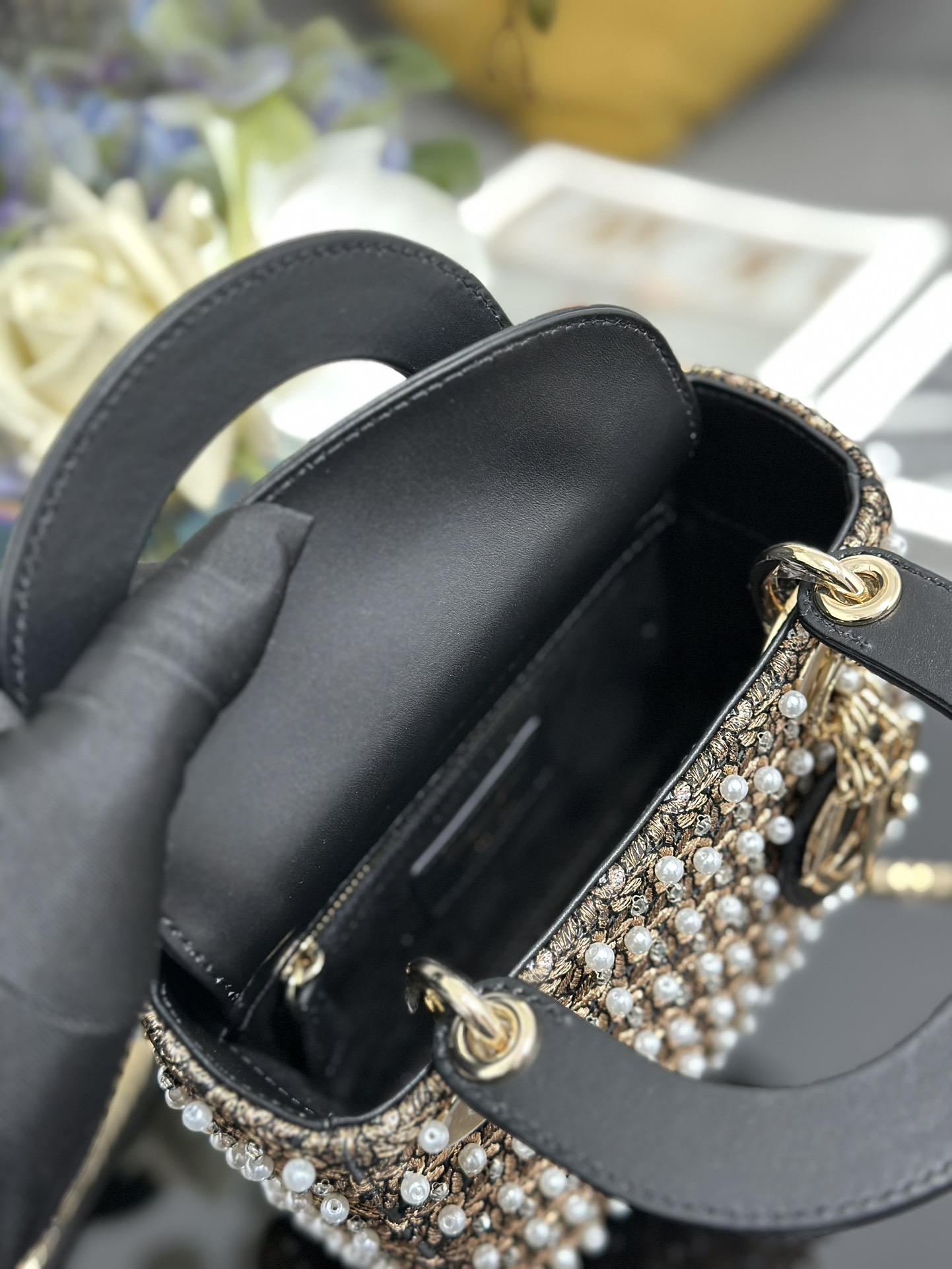 Dior 原單 女款 Lady 珍珠花卉刺繡手提包 輕奢時尚款| 8 Dior 原單 女款 Lady 珍珠花卉刺繡手提包 輕奢時尚款