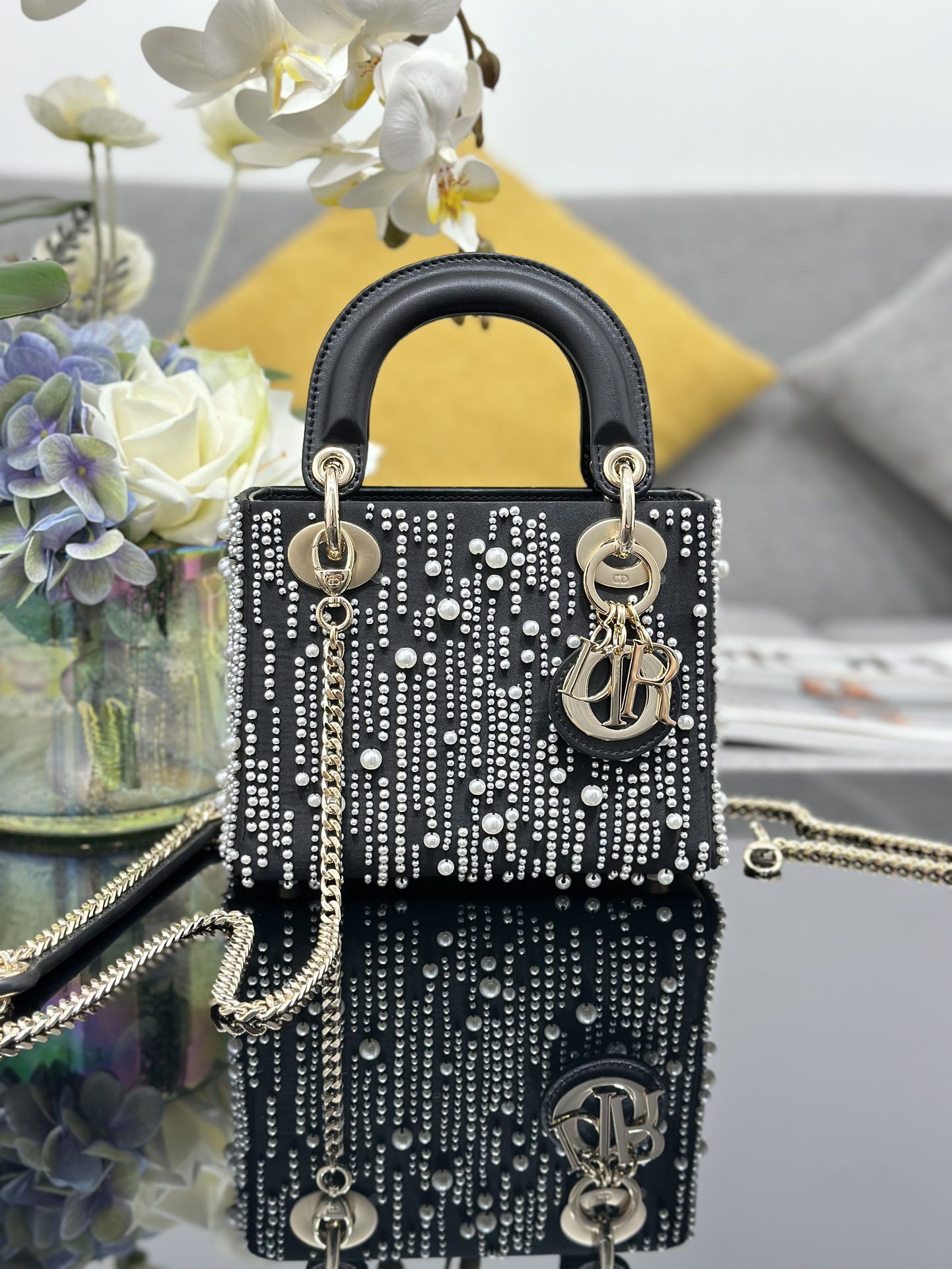 Dior A貨 女款 Lady 流蘇珍珠手提包 奢華晚宴款| 2 Dior A貨 女款 Lady 流蘇珍珠手提包 奢華晚宴款