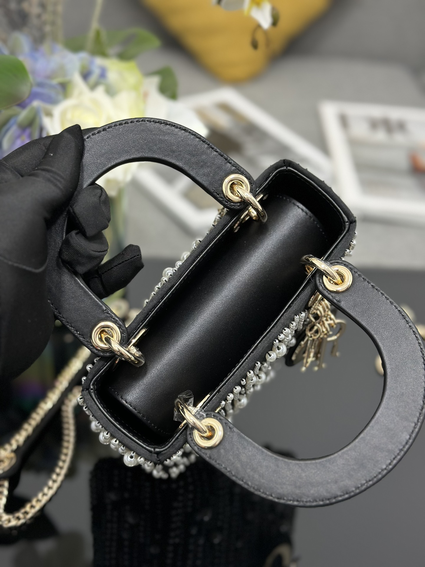 Dior A貨 女款 Lady 流蘇珍珠手提包 奢華晚宴款| 9 Dior A貨 女款 Lady 流蘇珍珠手提包 奢華晚宴款