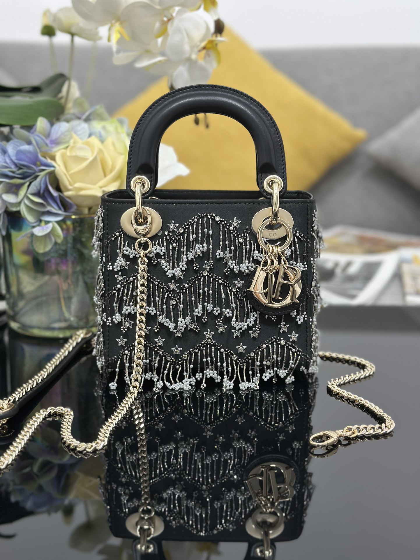 Dior 高仿 女款 Lady 星光流蘇珍珠手提包 名媛氣質款| 2 Dior 高仿 女款 Lady 星光流蘇珍珠手提包 名媛氣質款