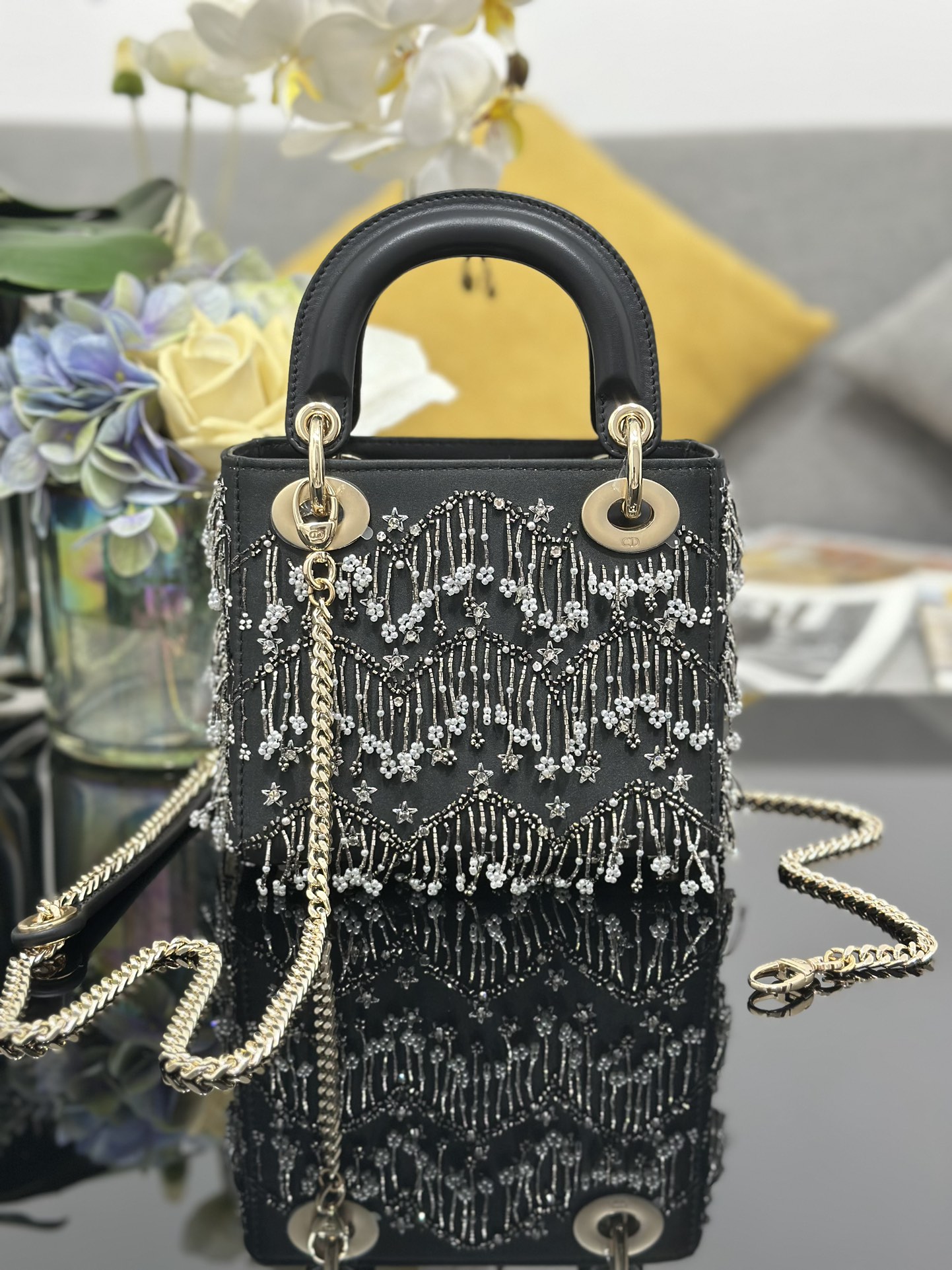 Dior 高仿 女款 Lady 星光流蘇珍珠手提包 名媛氣質款| 14 Dior 高仿 女款 Lady 星光流蘇珍珠手提包 名媛氣質款