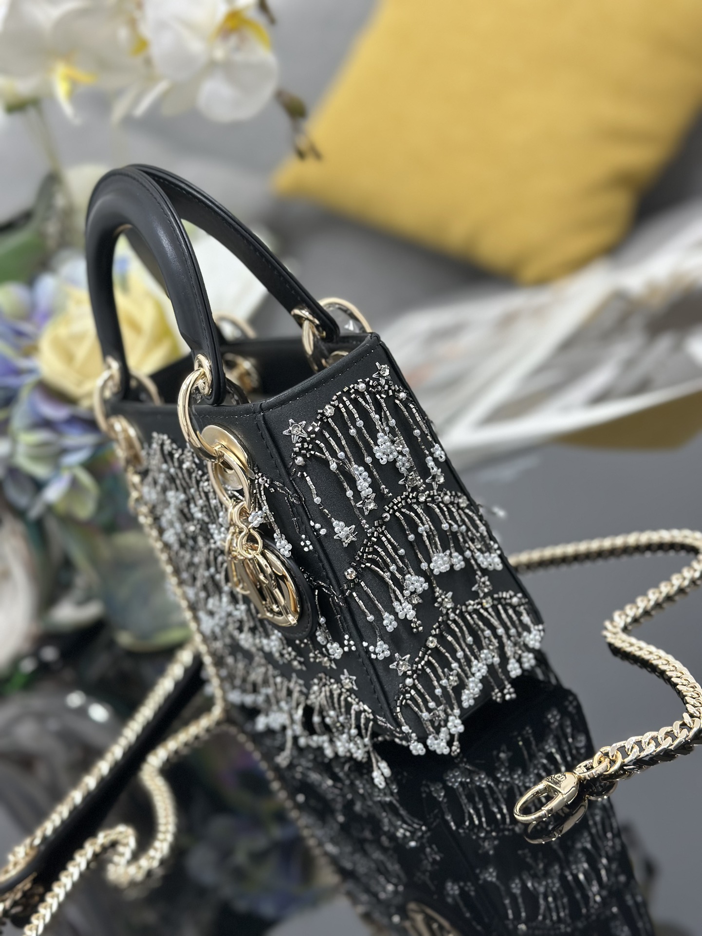 Dior 高仿 女款 Lady 星光流蘇珍珠手提包 名媛氣質款| 13 Dior 高仿 女款 Lady 星光流蘇珍珠手提包 名媛氣質款