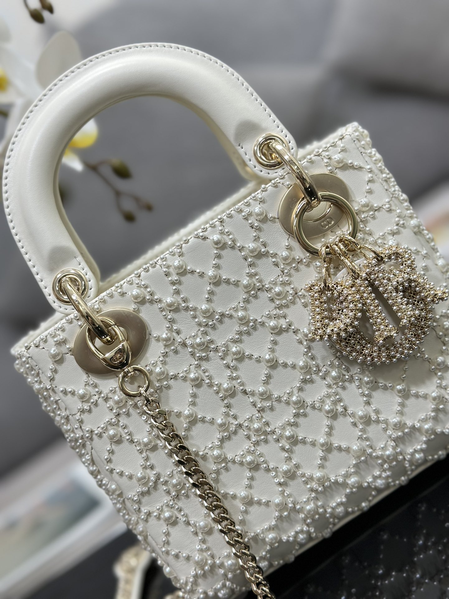 Dior 復刻 女款 Lady 彩色刺繡字母手提包 藝術設計款