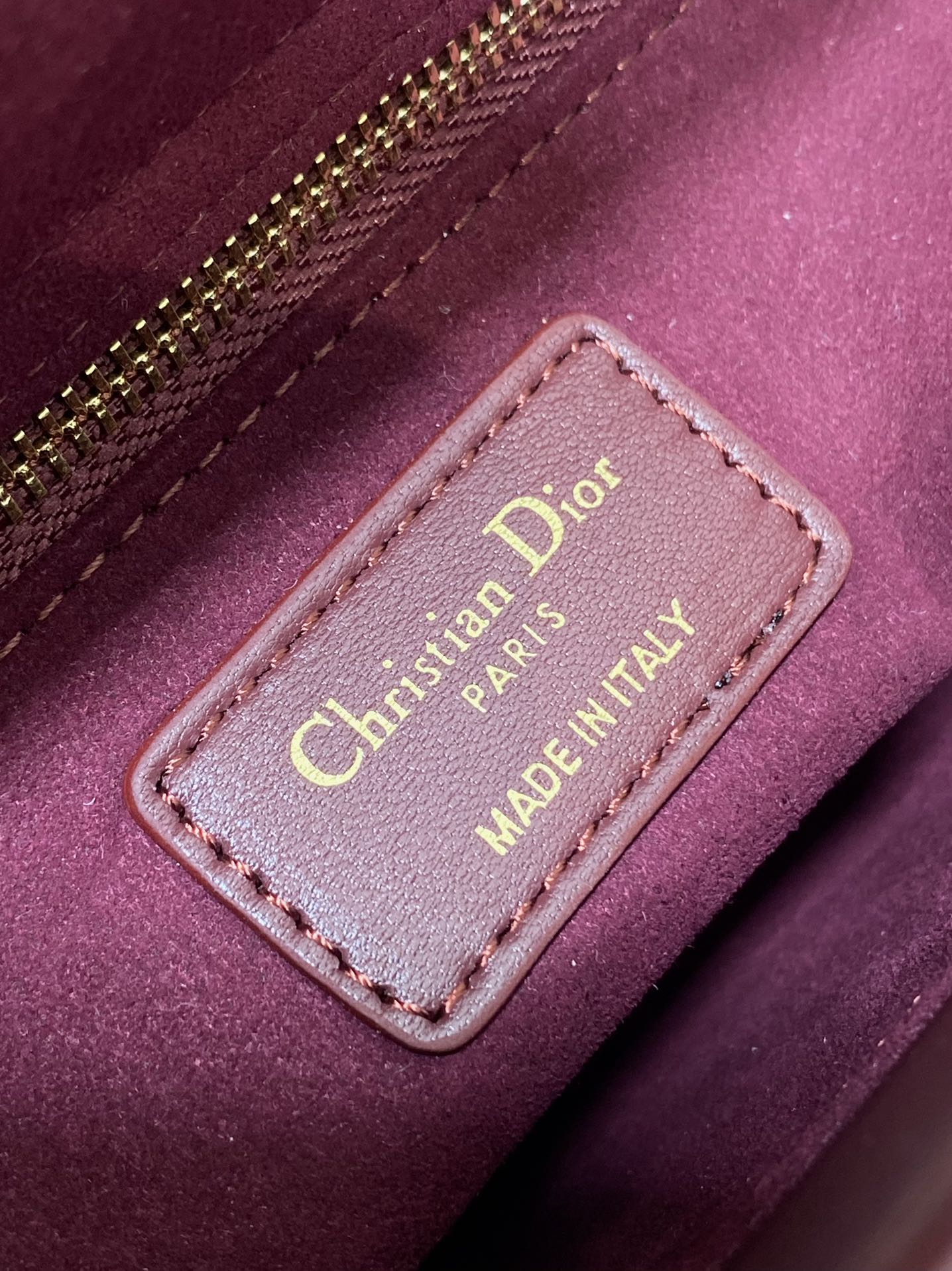 Dior 一比一 女款 Lady 酒紅色藤格紋手提包 復古高級款