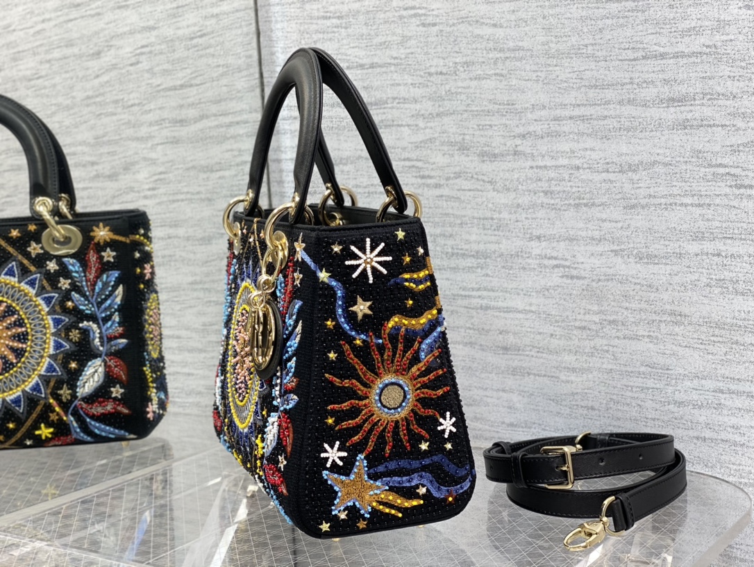 Dior 原單 女款 Lady 黑色彩色刺繡手提包 個性時尚款| 11 Dior 原單 女款 Lady 黑色彩色刺繡手提包 個性時尚款