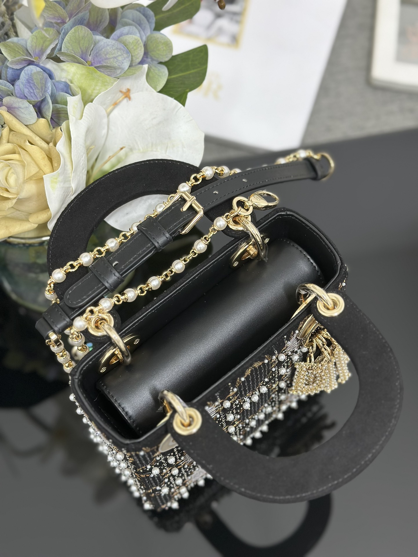 Dior 高仿 女款 Lady 黑色金線刺繡手提包 高端質感款| 9 Dior 高仿 女款 Lady 黑色金線刺繡手提包 高端質感款